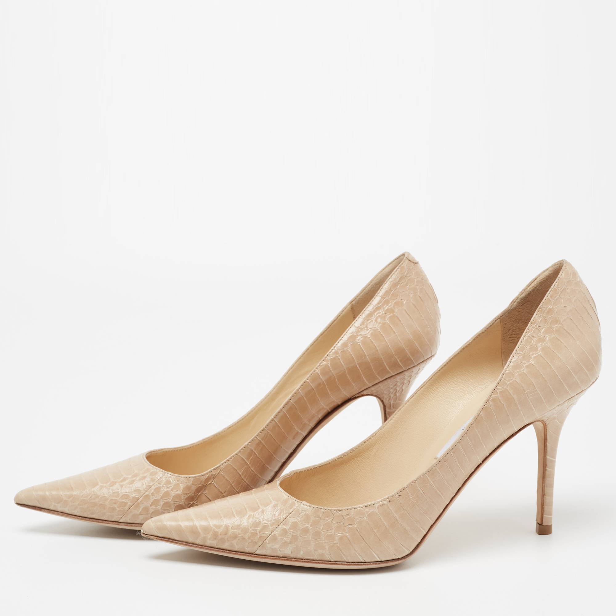 

Jimmy Choo Beige Python Leather Agnes Pointed Toe Pumps Size