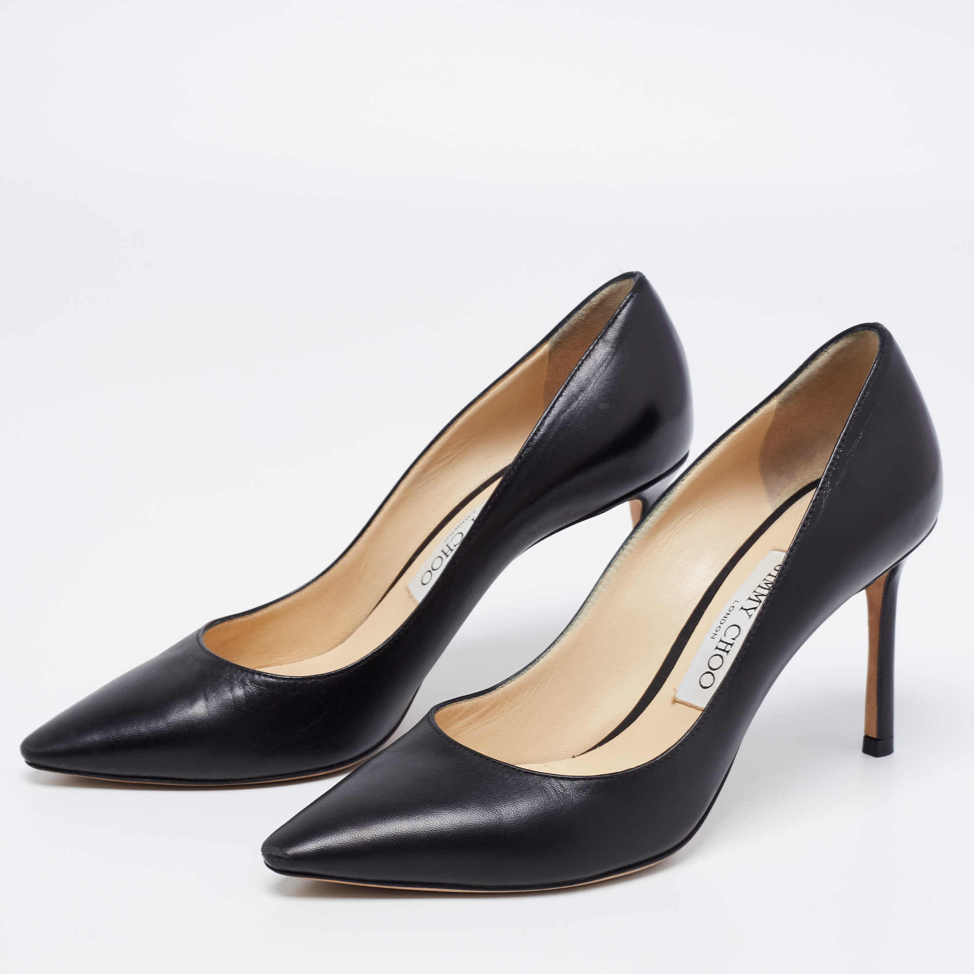 

Jimmy Choo Black Leather Romy Pumps Size