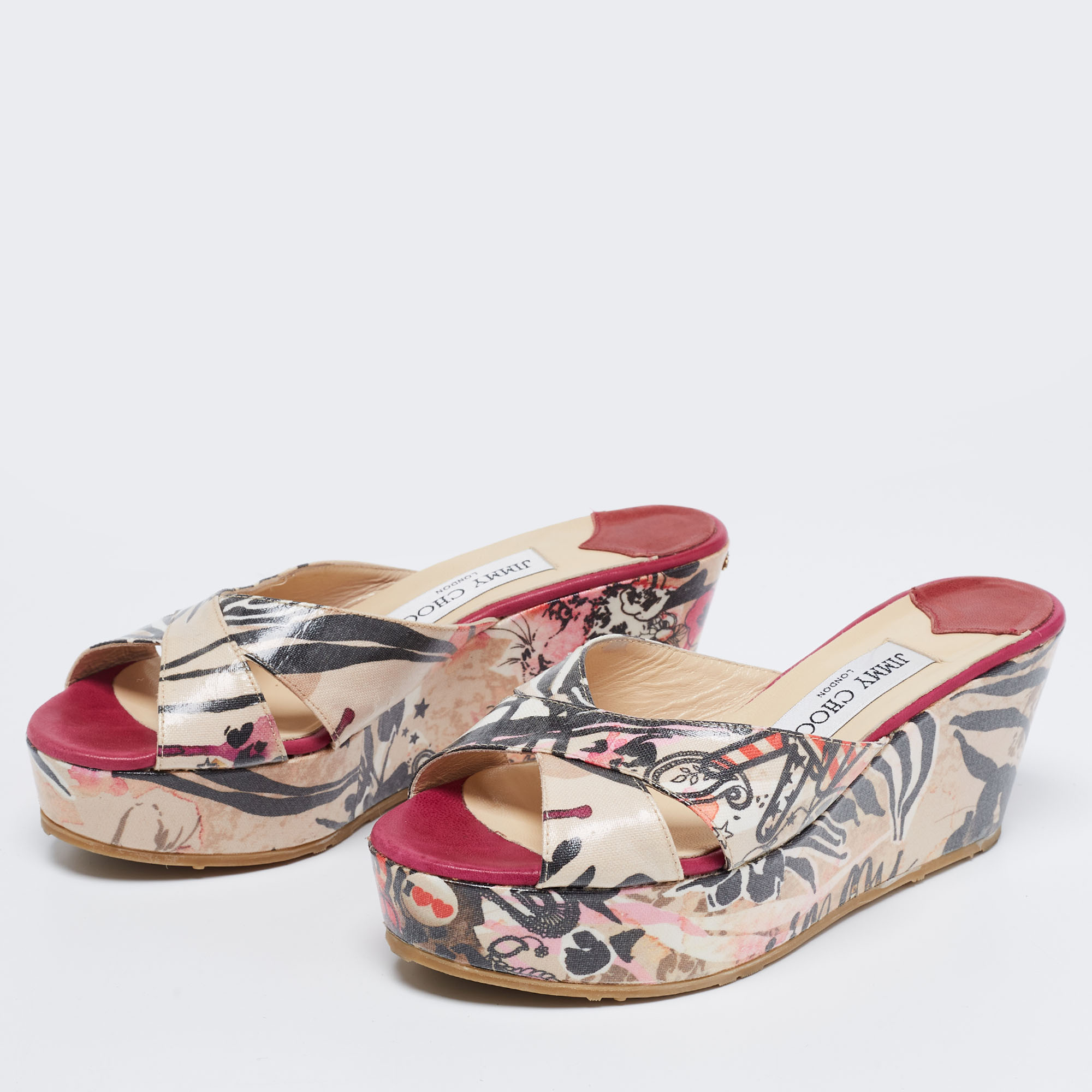 

Jimmy Choo Multicolor Leather Slide Sandals Size