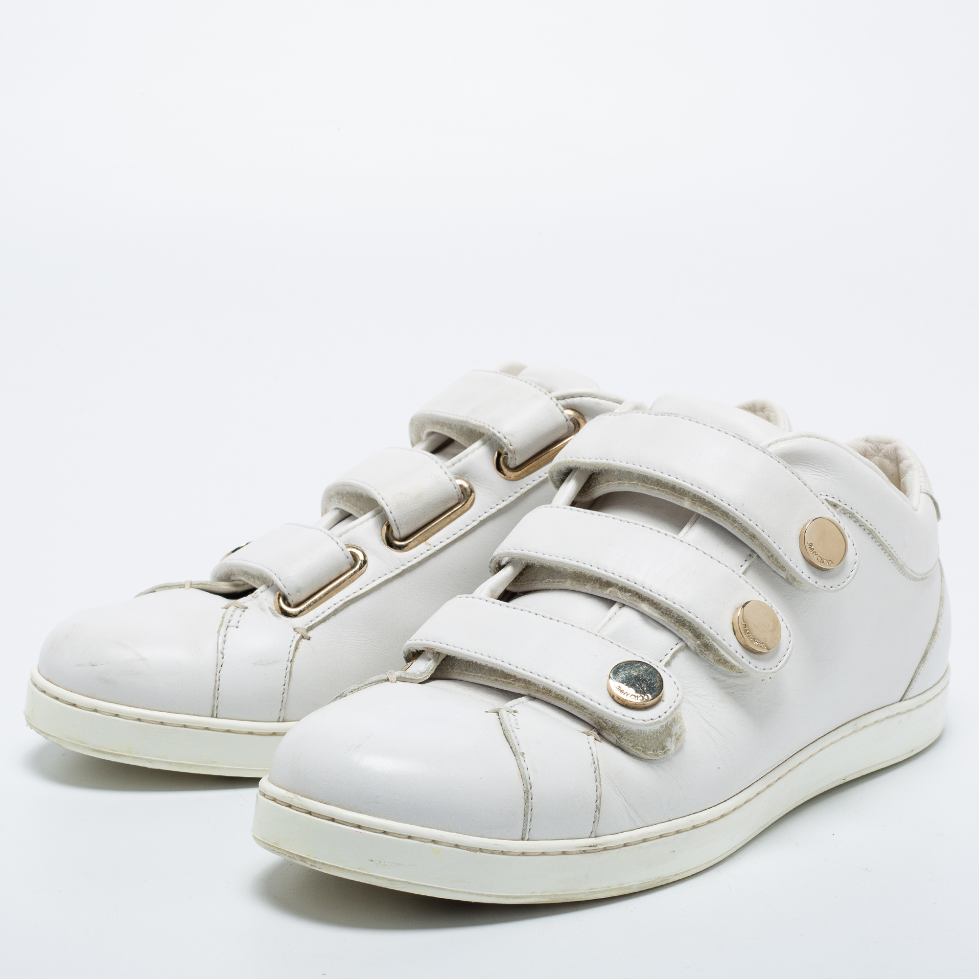 

Jimmy Choo White Leather Ny Low Top Sneakers Size