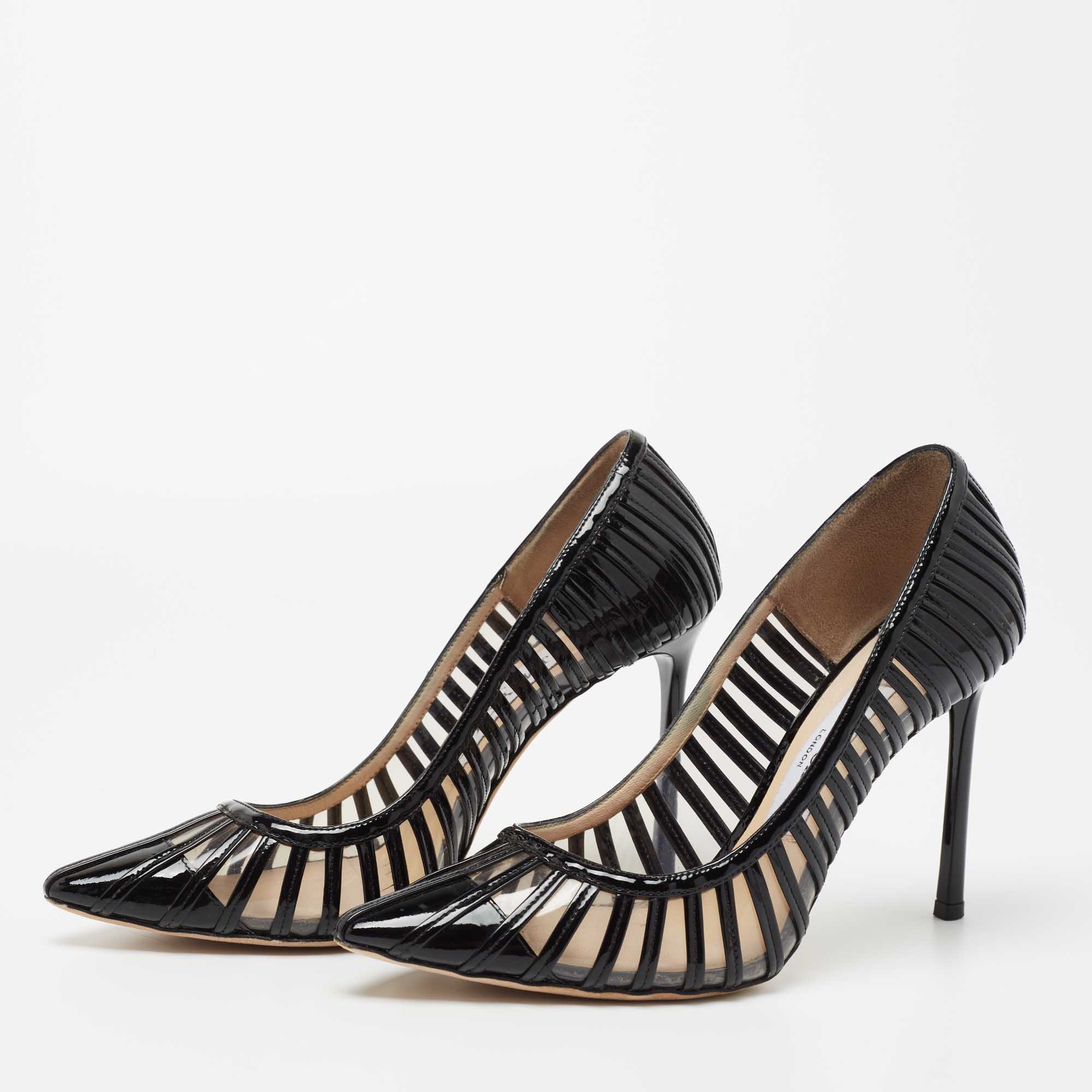

Jimmy Choo Black Patent and PVC Pointed Toe Pumps Size