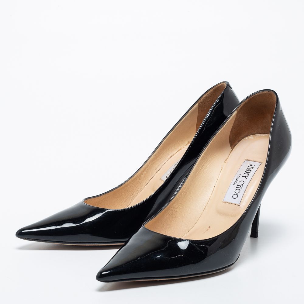 

Jimmy Choo Black Patent Leather Agnes Pointed Toe Pumps Size