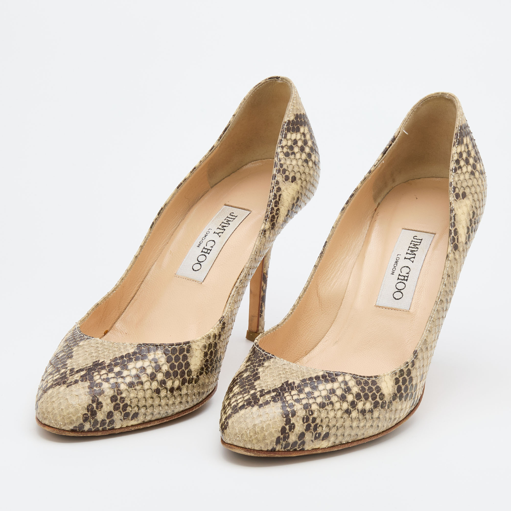 

Jimmy Choo Multicolor Snakeskin Embossed Leather Pumps Size