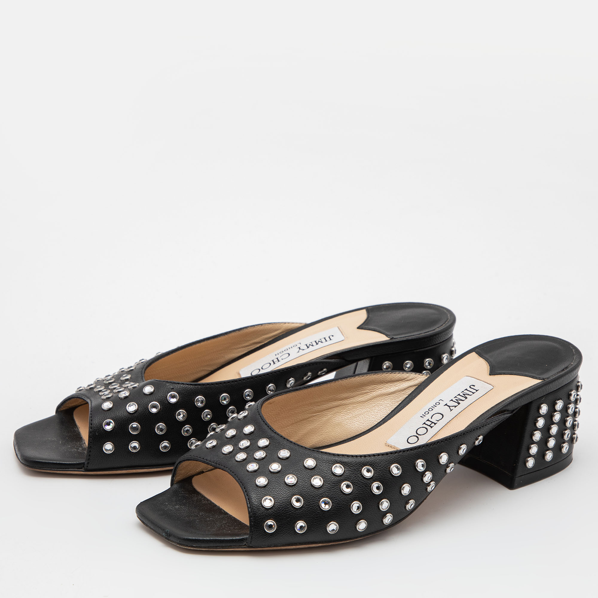 

Jimmy Choo Black Leather Mule Sandals Size