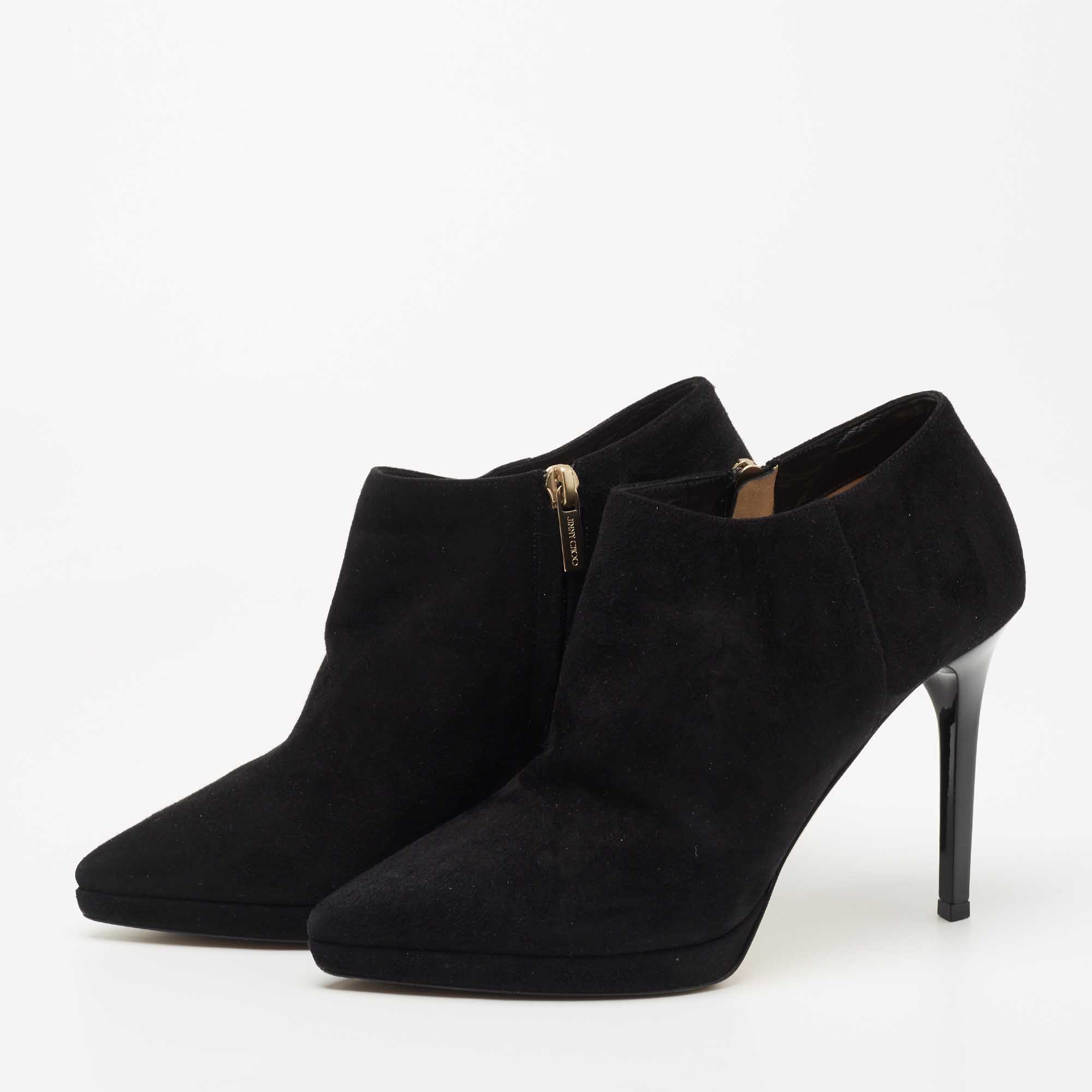 

Jimmy Choo Black Suede Platform Ankle Booties Size