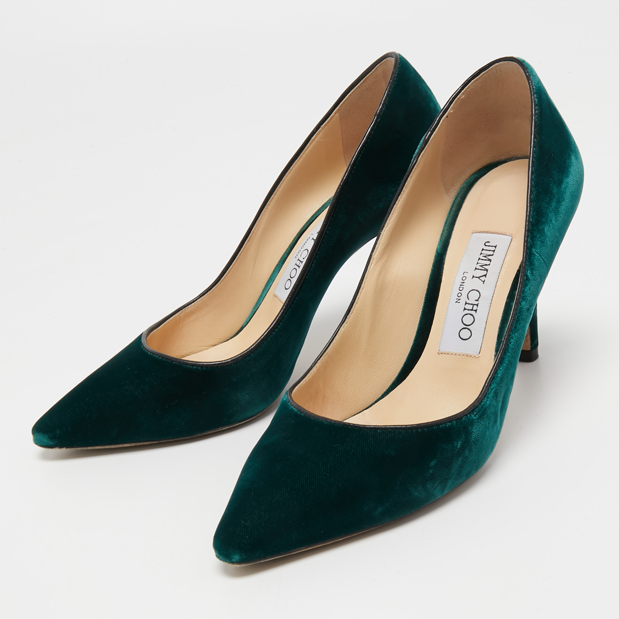 

Jimmy Choo Dark Green Velvet Romy Pumps Size