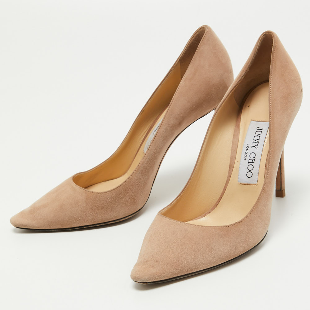 

Jimmy Choo Beige Suede Romy Pumps Size