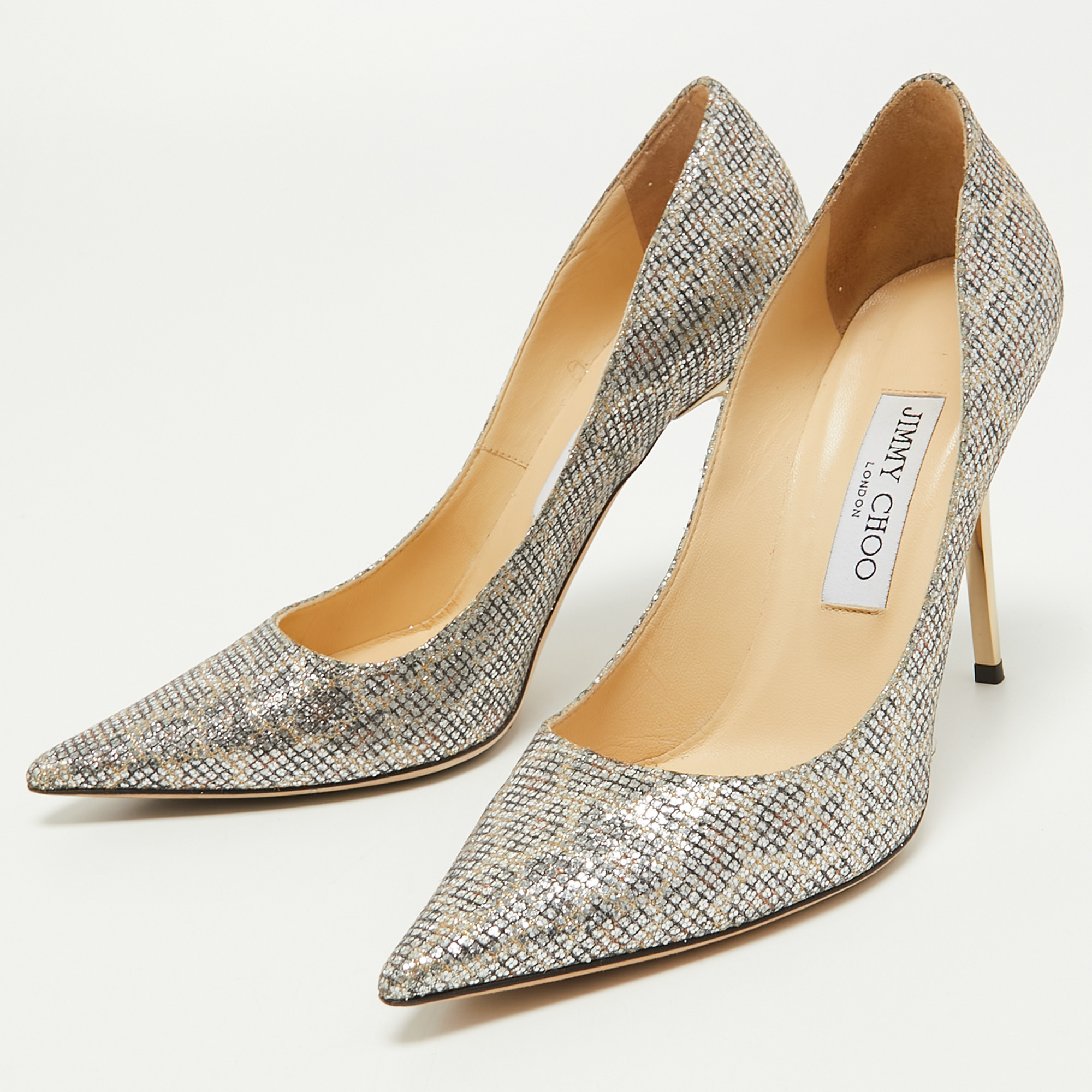 

Jimmy Choo Metallic Glitter Love Pumps Size