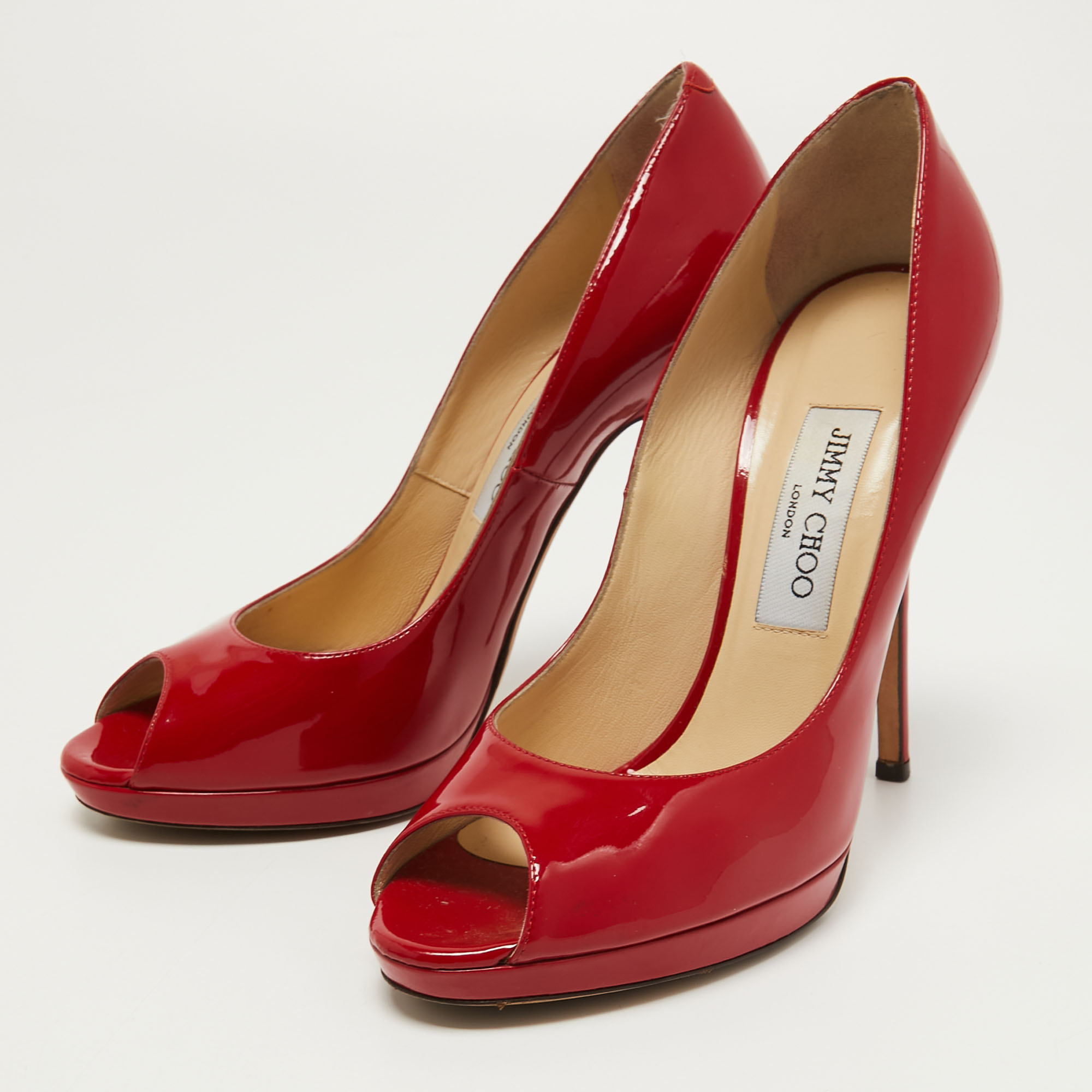 

Jimmy Choo Red Patent Leather Luna Pumps Size