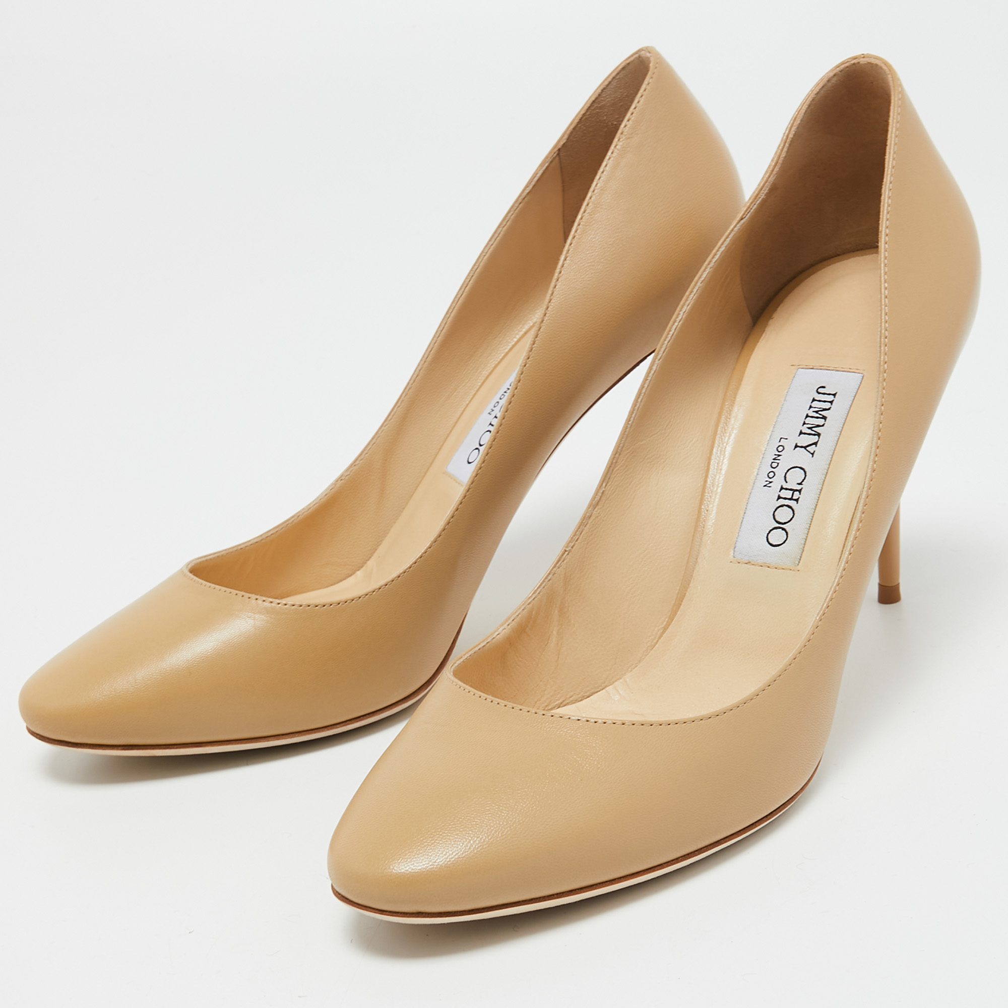 

Jimmy Choo Beige Leather ESME 85 Pumps Size