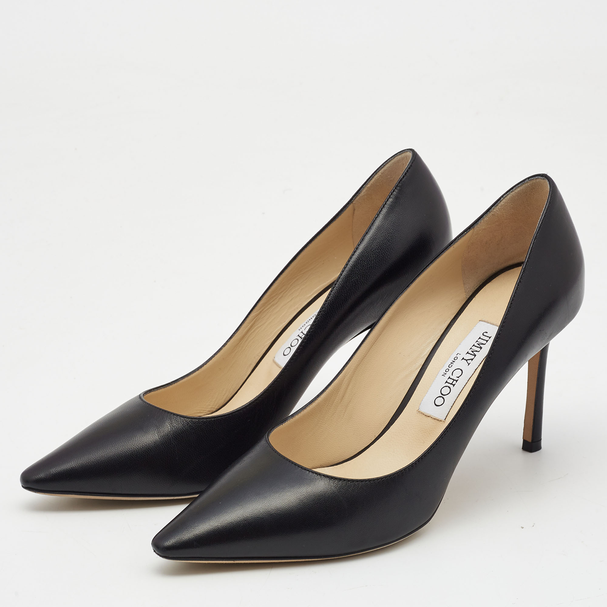 

Jimmy Choo Black Leather Romy Pumps Size