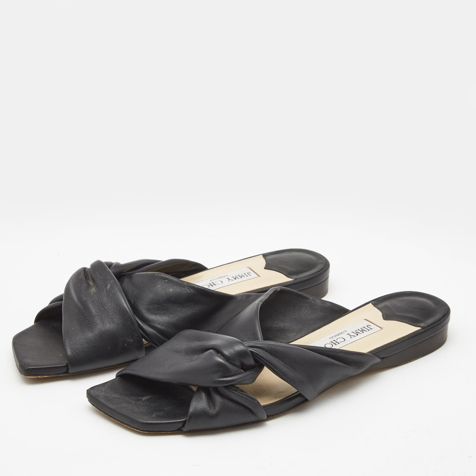 

Jimmy Choo Black Leather Narisa Flat Slides Size