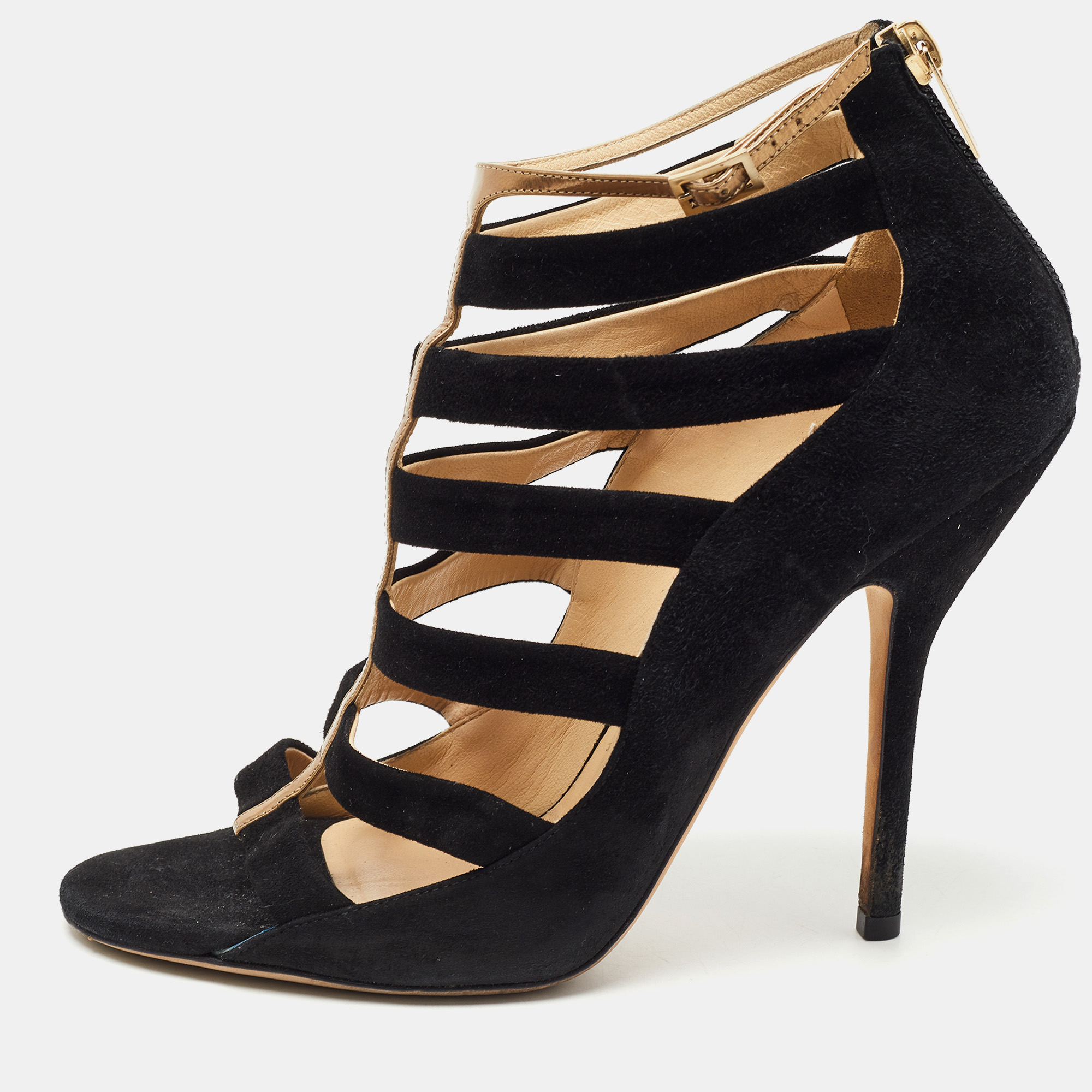 

Jimmy Choo Black Suede Cage Sandals Size