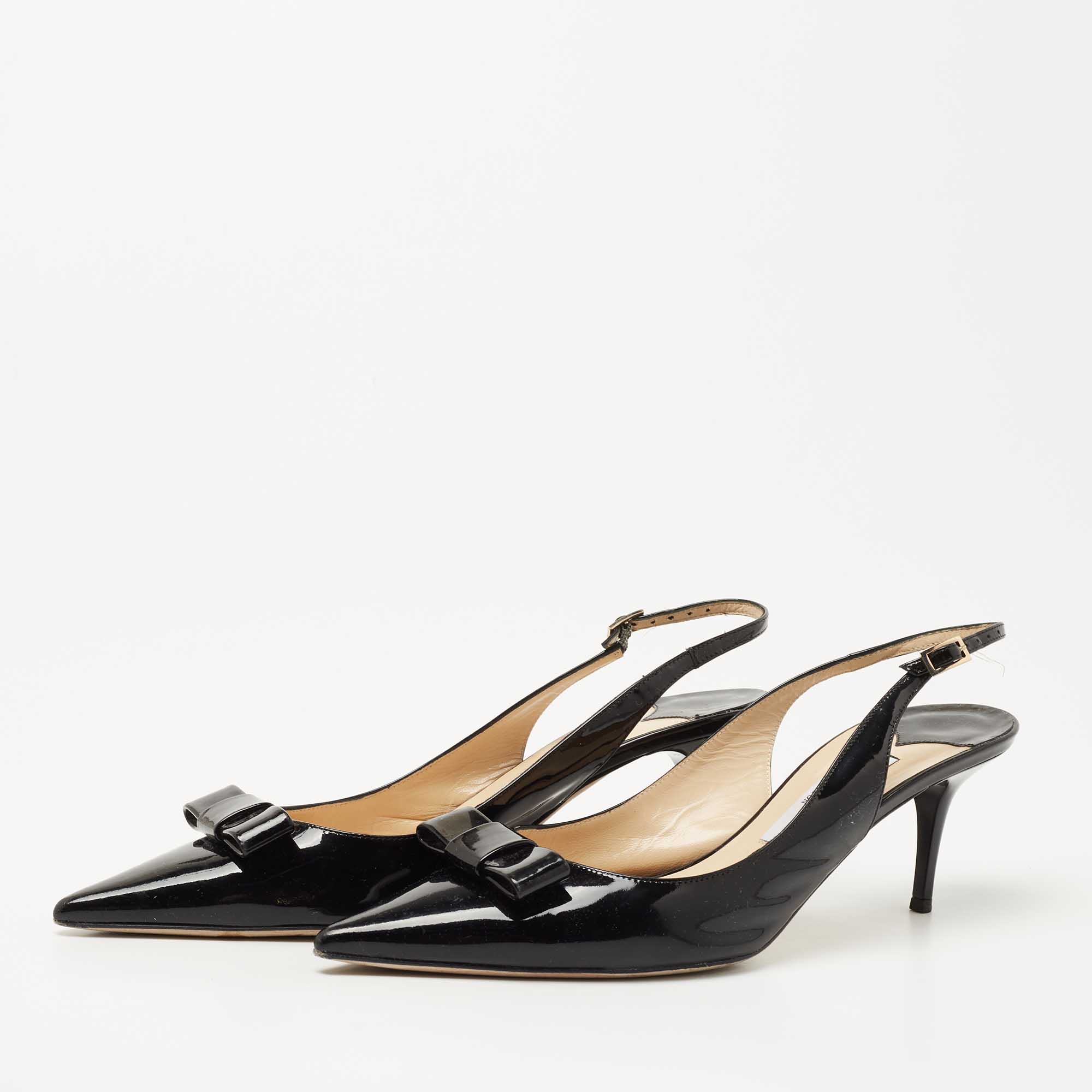 

Jimmy Choo Black Patent Leather Mara Slingback Pumps Size