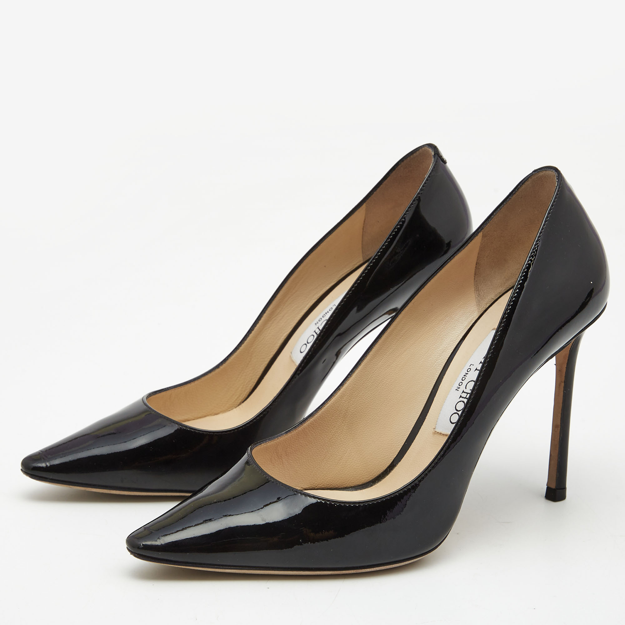 

Jimmy Choo Black Patent Leather Romy Pumps Size