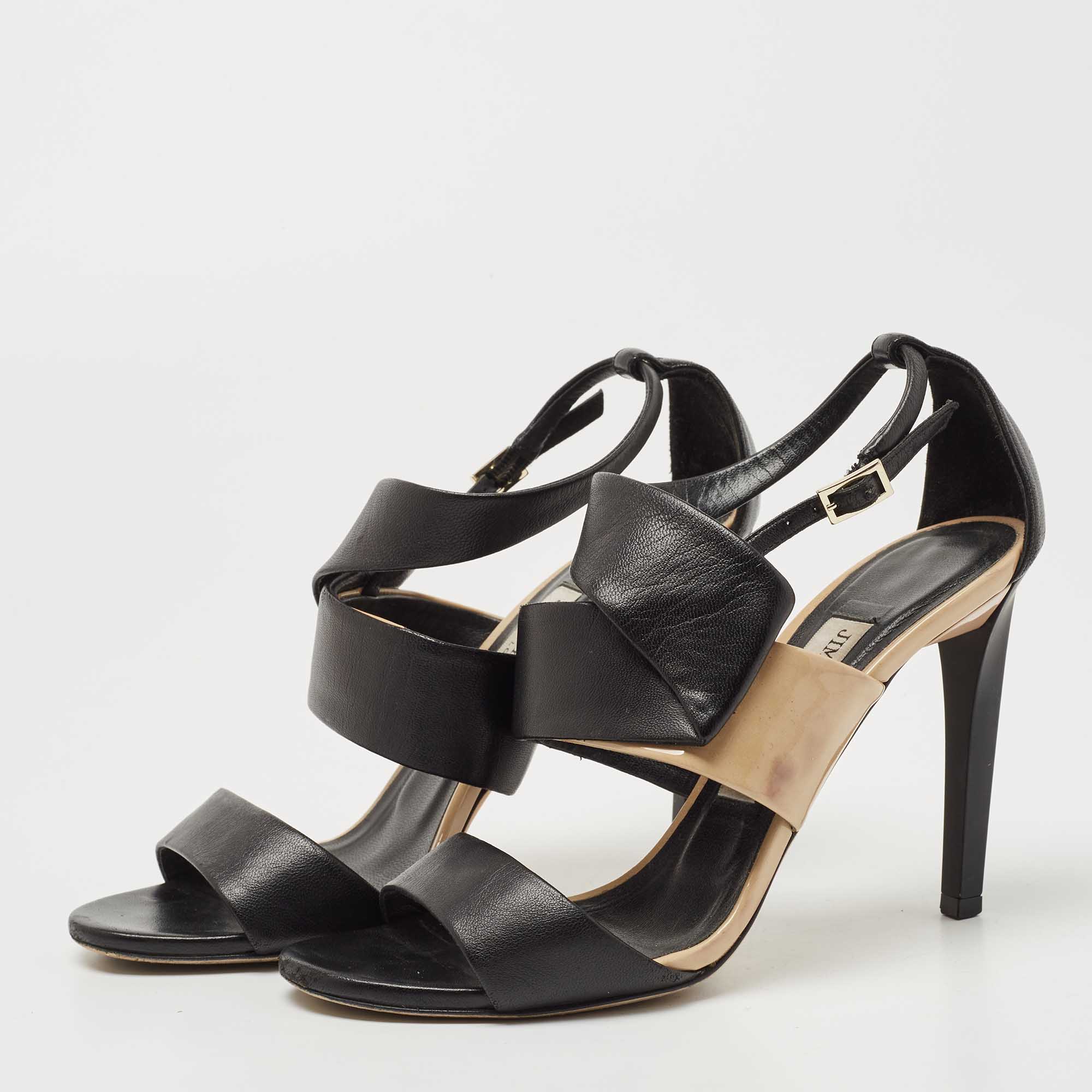 

Jimmy Choo Black Leather Strappy Sandals Size