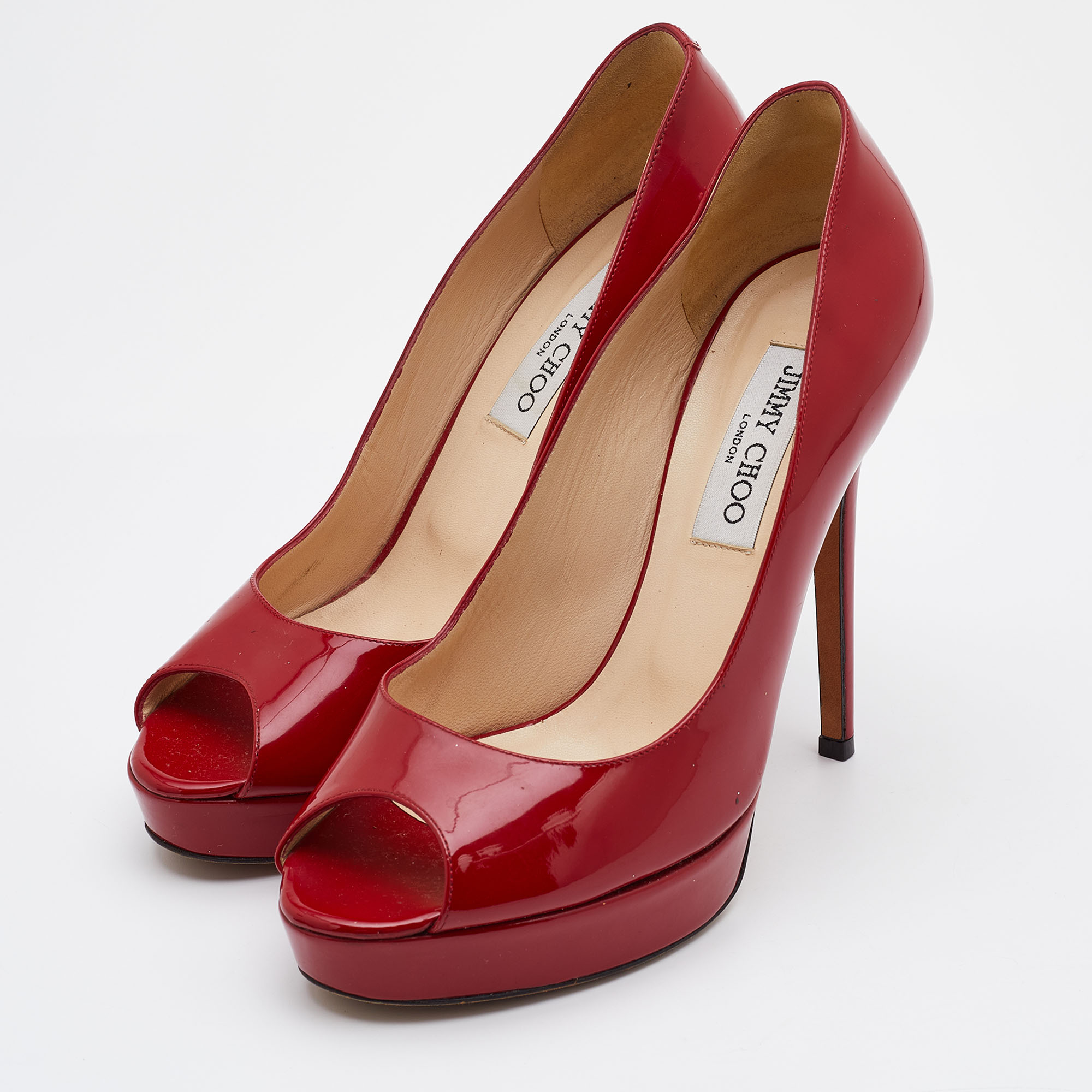 

Jimmy Choo Red Patent Leather Luna Pumps Size