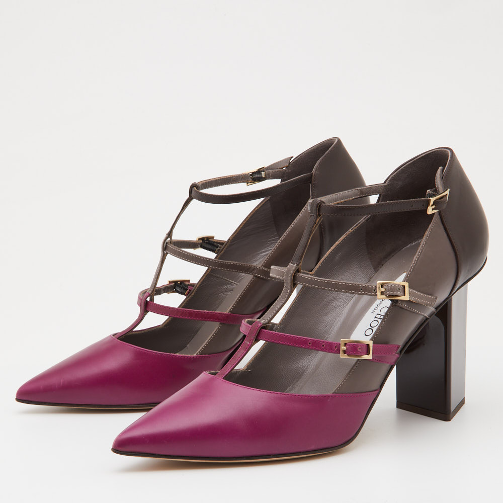 

Jimmy Choo Tricolor Leather Strappy Pumps Size, Purple