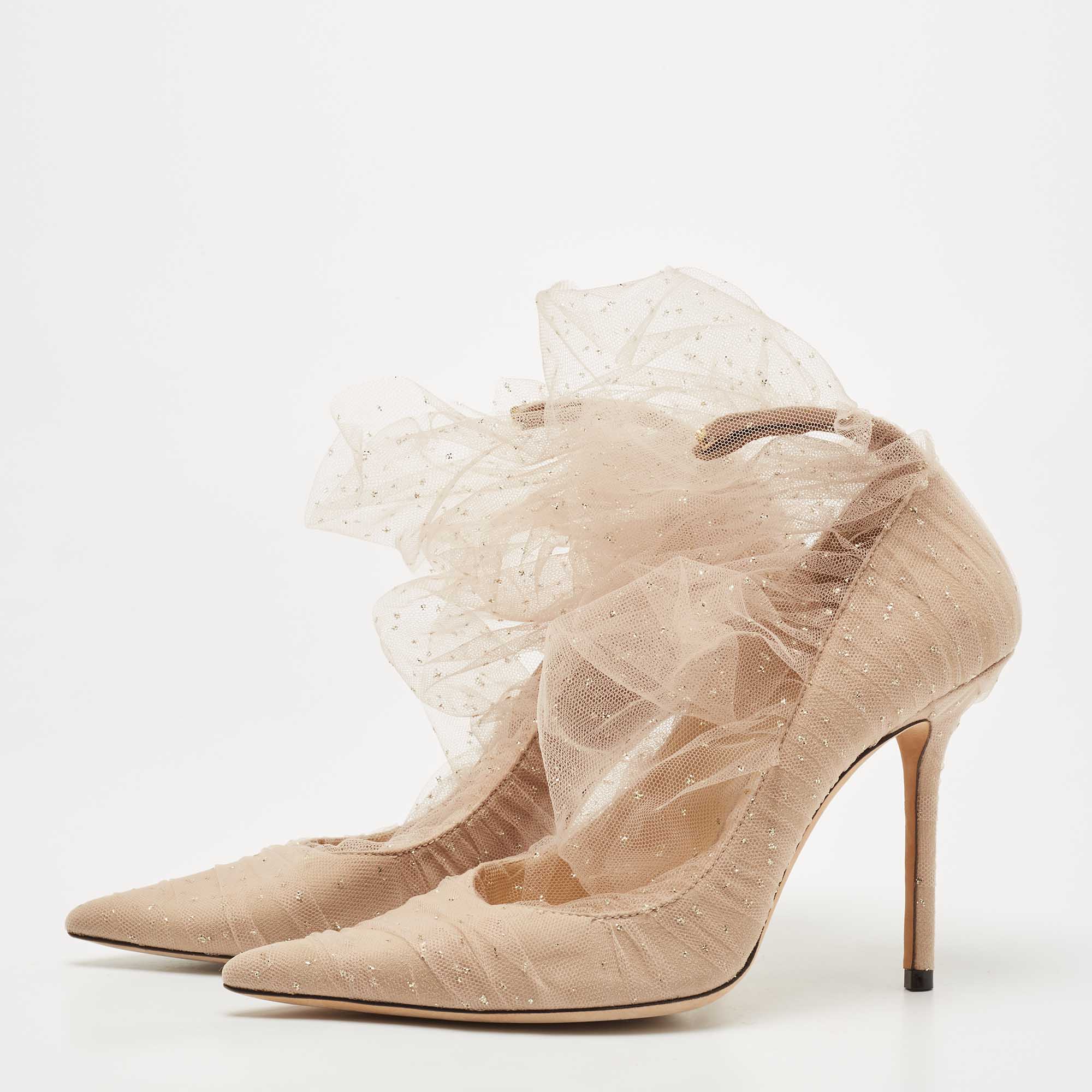 

Jimmy Choo Beige Lace And Mesh Lavish Pointed Toe Pumps Size