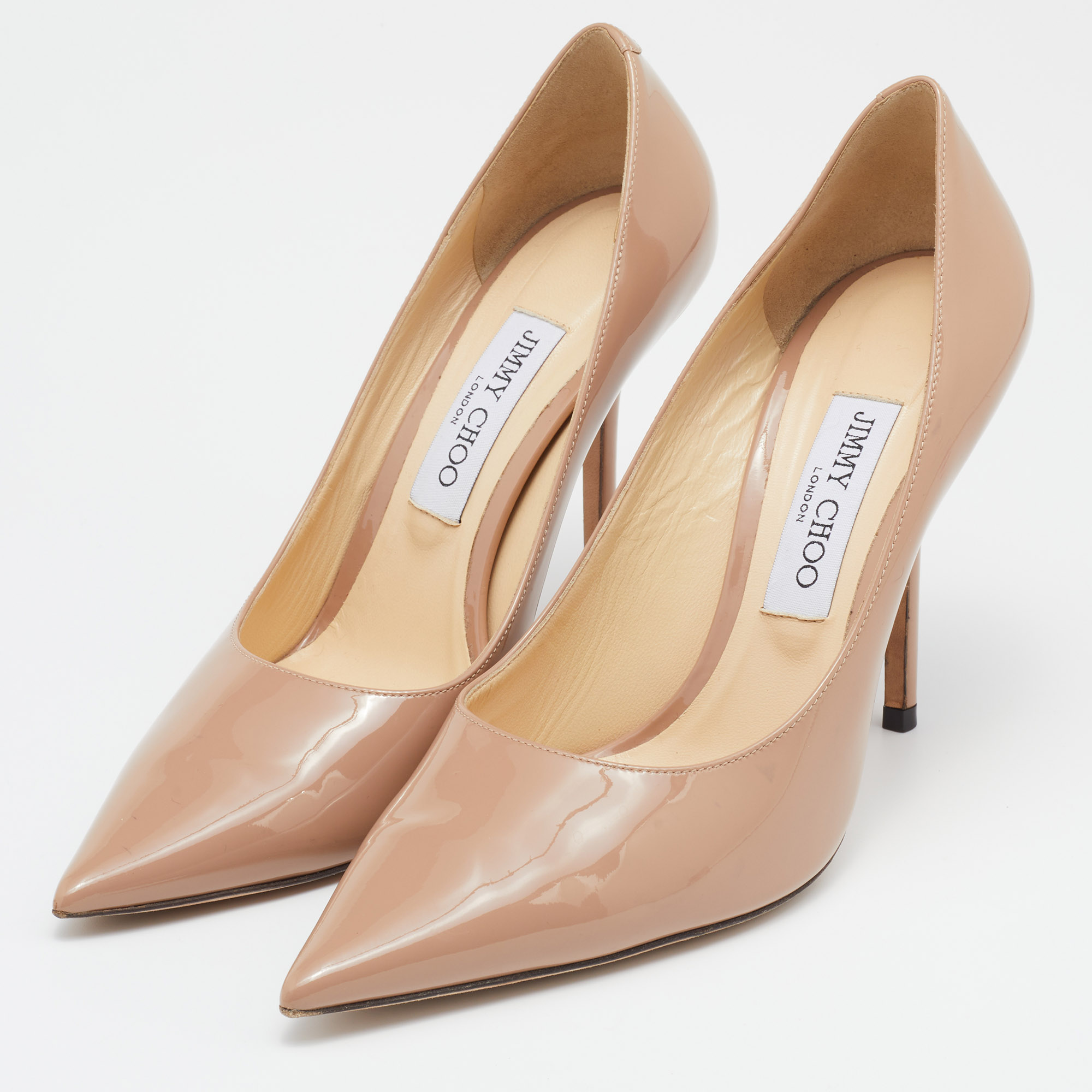 

Jimmy Choo Beige Patent Leather Romy Pumps Size