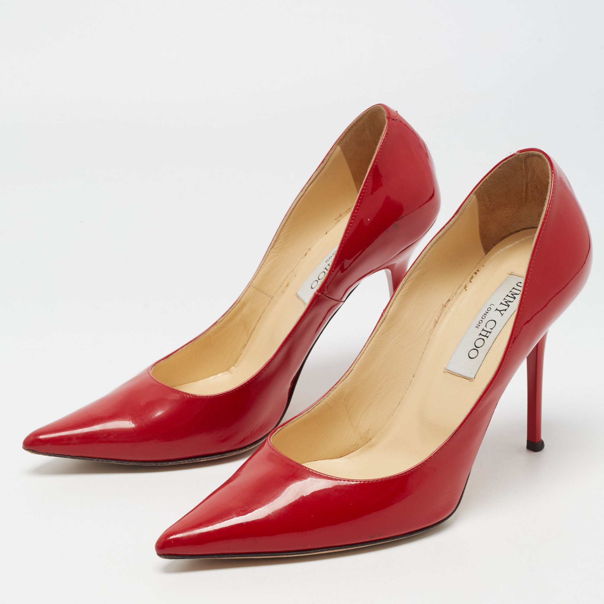 

Jimmy Choo Red Patent Leather Love Pumps Size