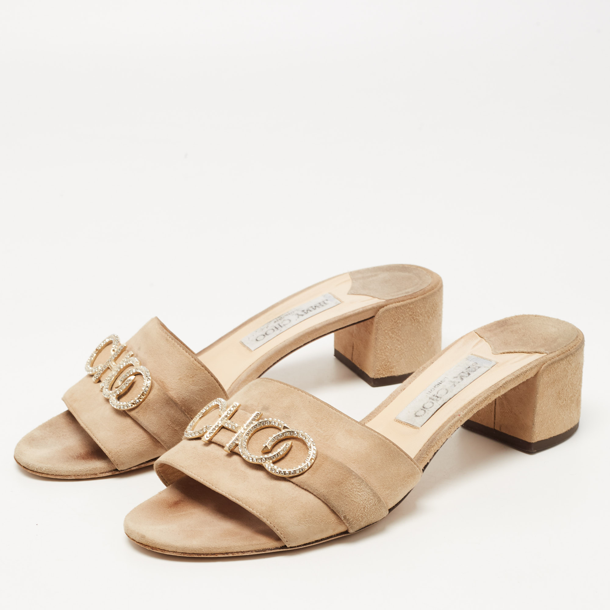 

Jimmy Choo Beige Suede Slide Sandals Size, Black