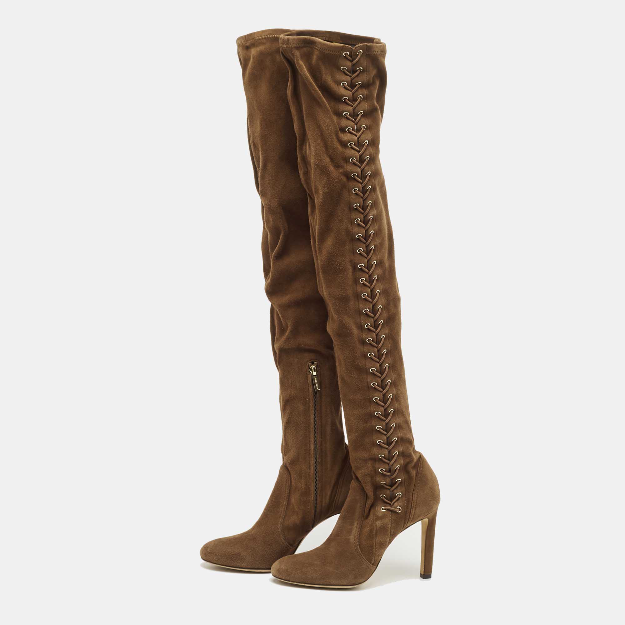 

Jimmy Choo Brown Suede Knee Length Boots Size