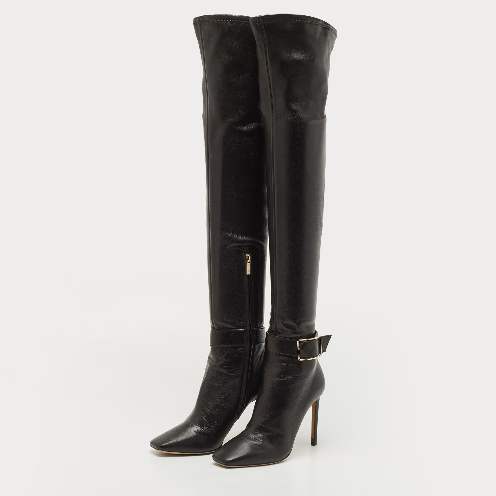 

Jimmy Choo Black Leather Knee Length Boots Size