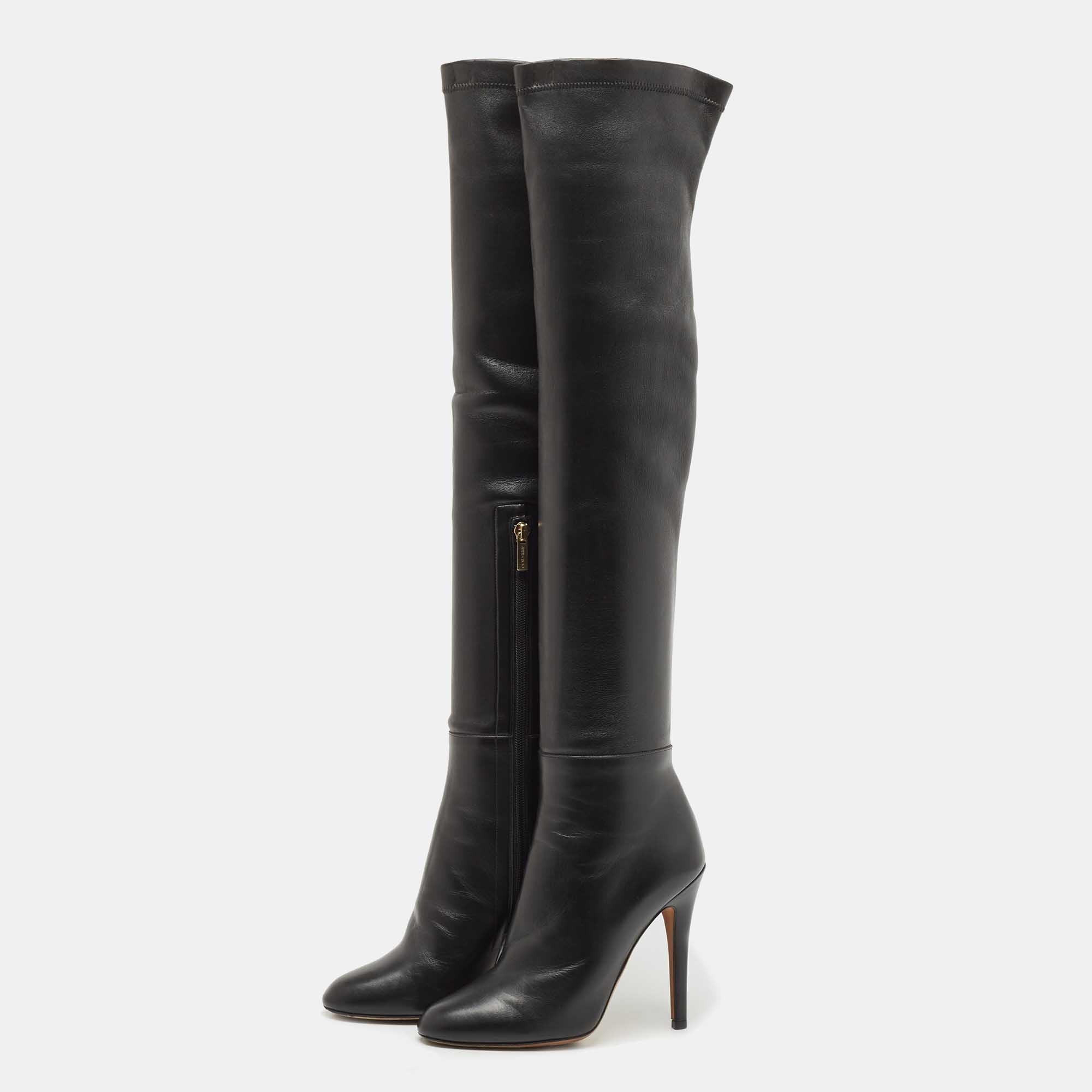 

Jimmy Choo Black Leather Knee Length Boots Size