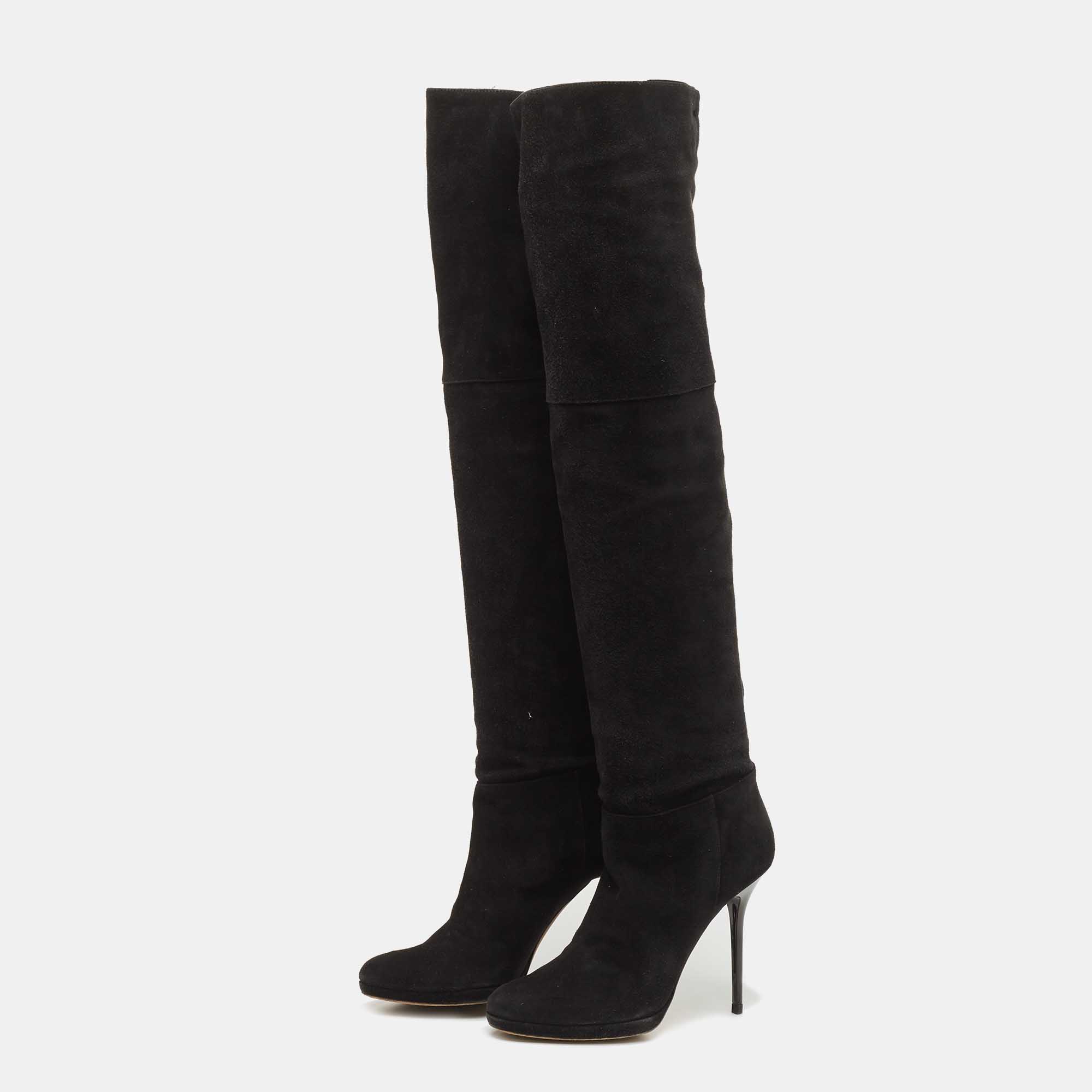 

Jimmy Choo Black Suede Knee Length Boots Size