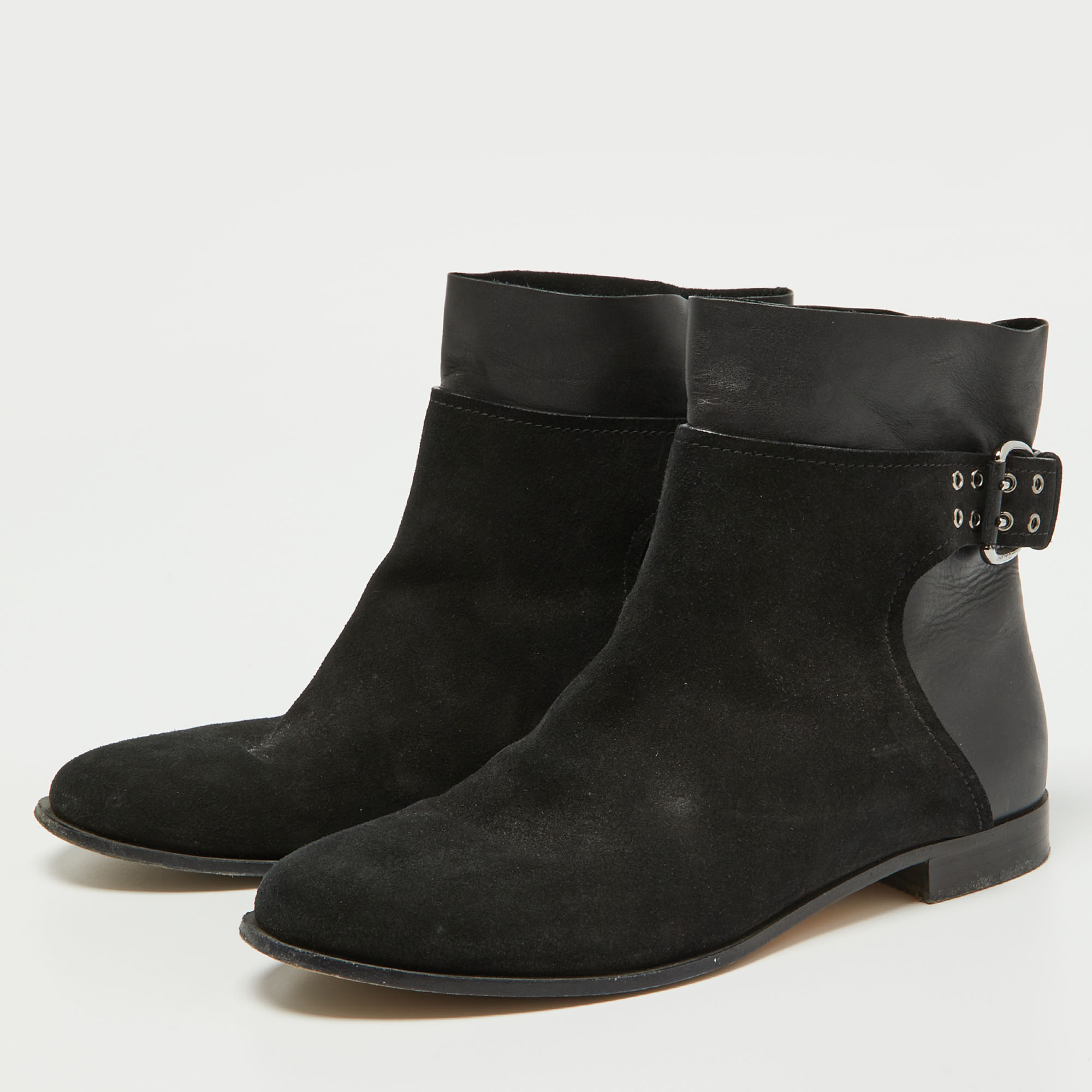 

Jimmy Choo Black Suede and Leather Ankle Boots Size