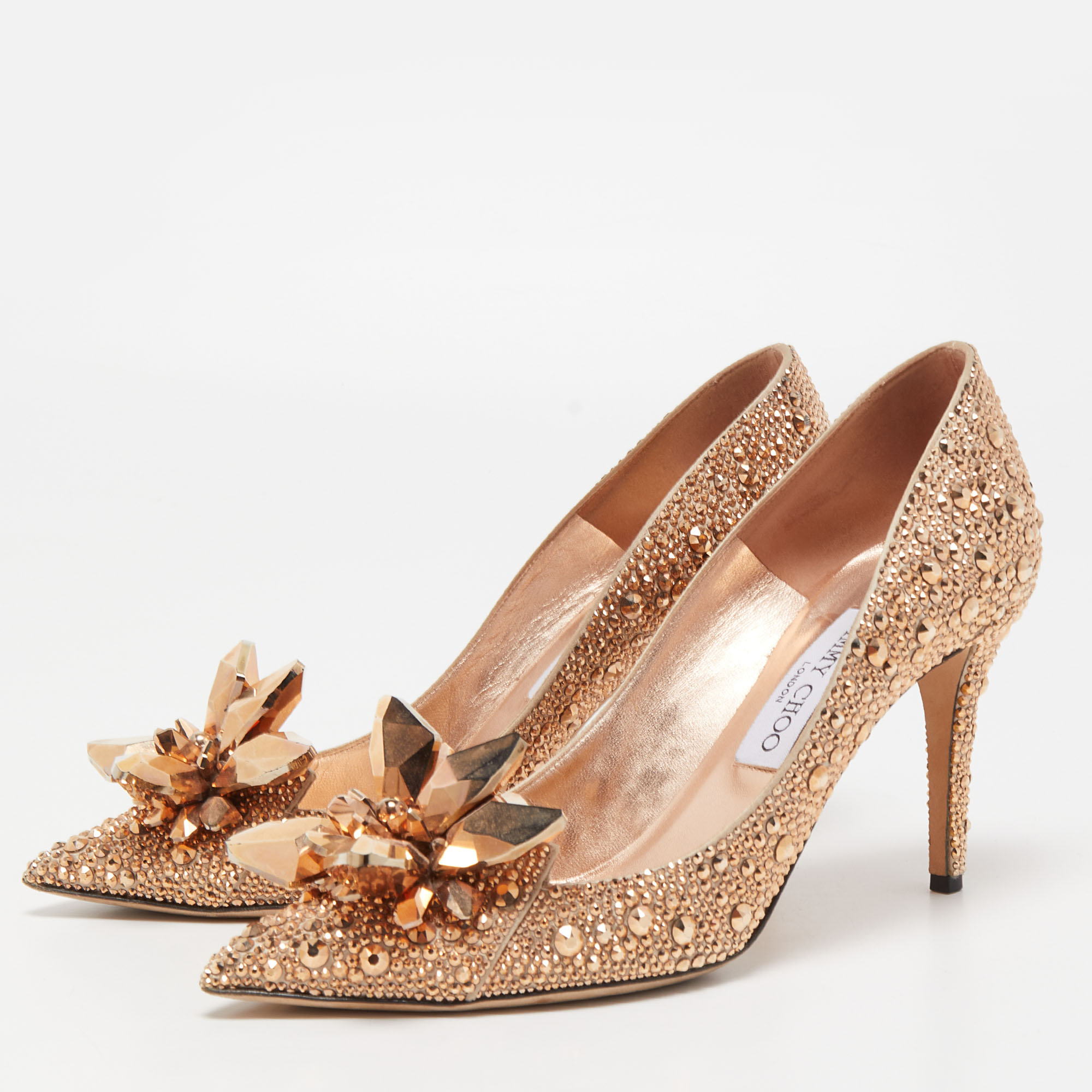 

Jimmy Choo Brown Crystal Embellished Pointed Toe Pumps Size