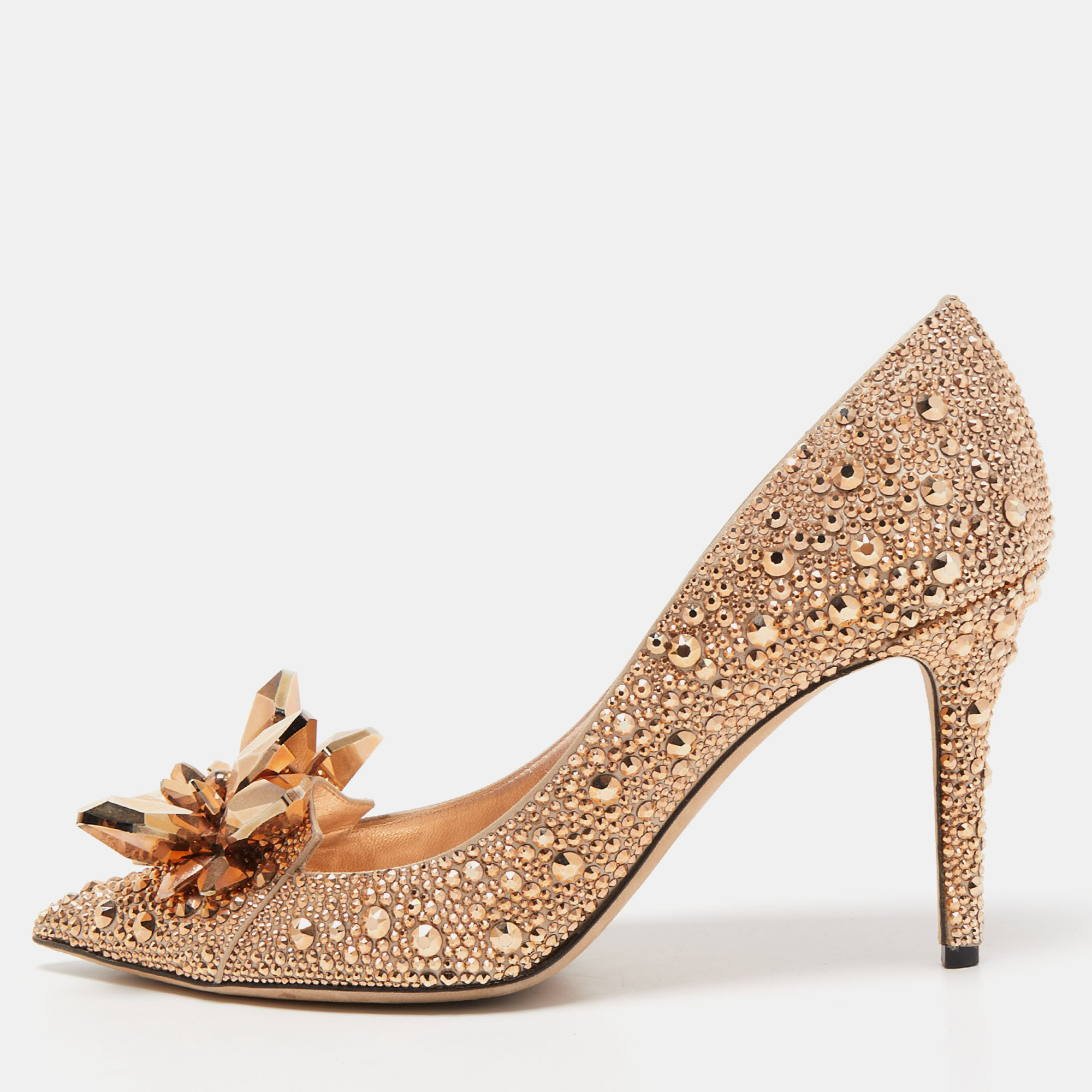 

Jimmy Choo Brown Crystal Embellished Pointed Toe Pumps Size