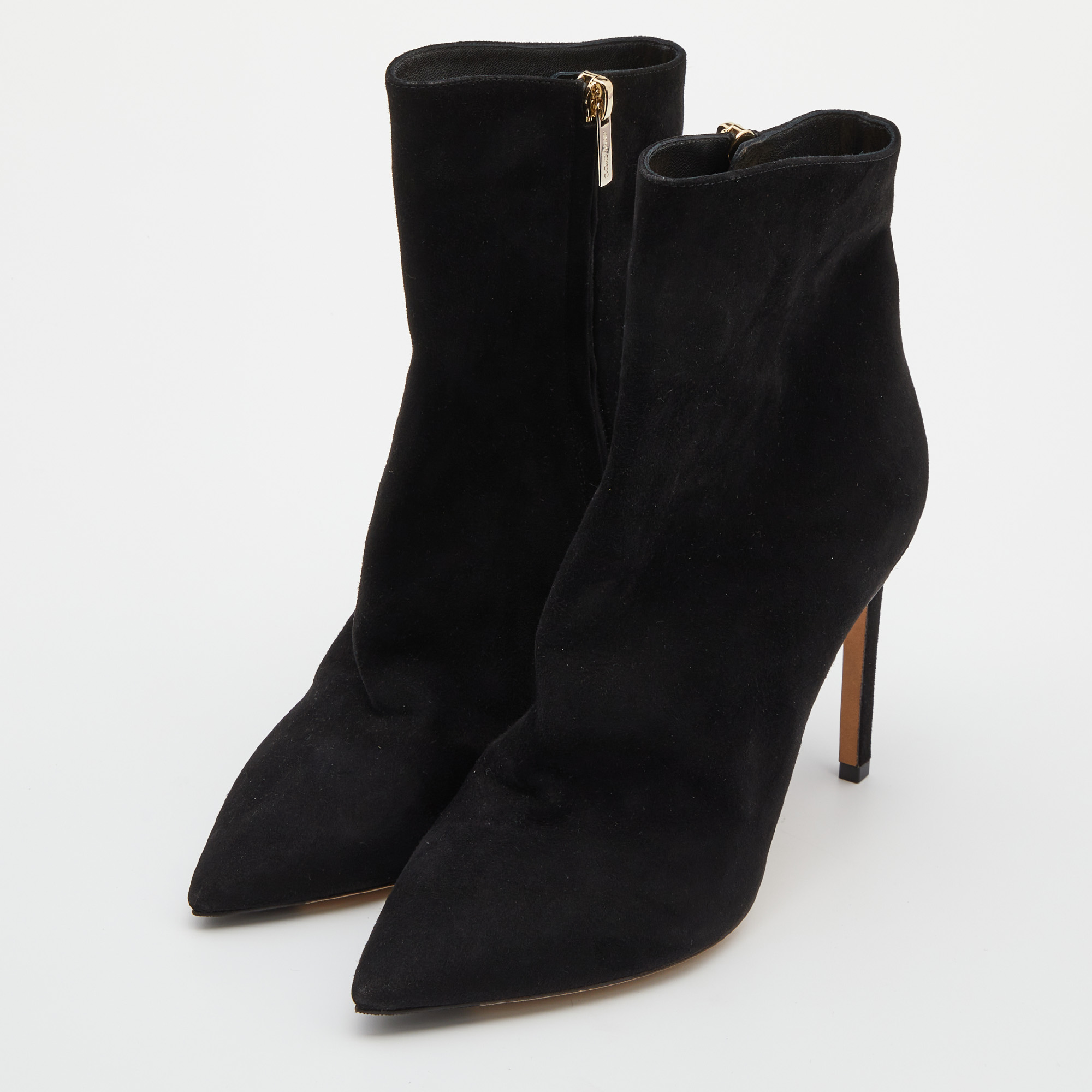 

Jimmy Choo Black Suede Zip Ankle Length Boots Size