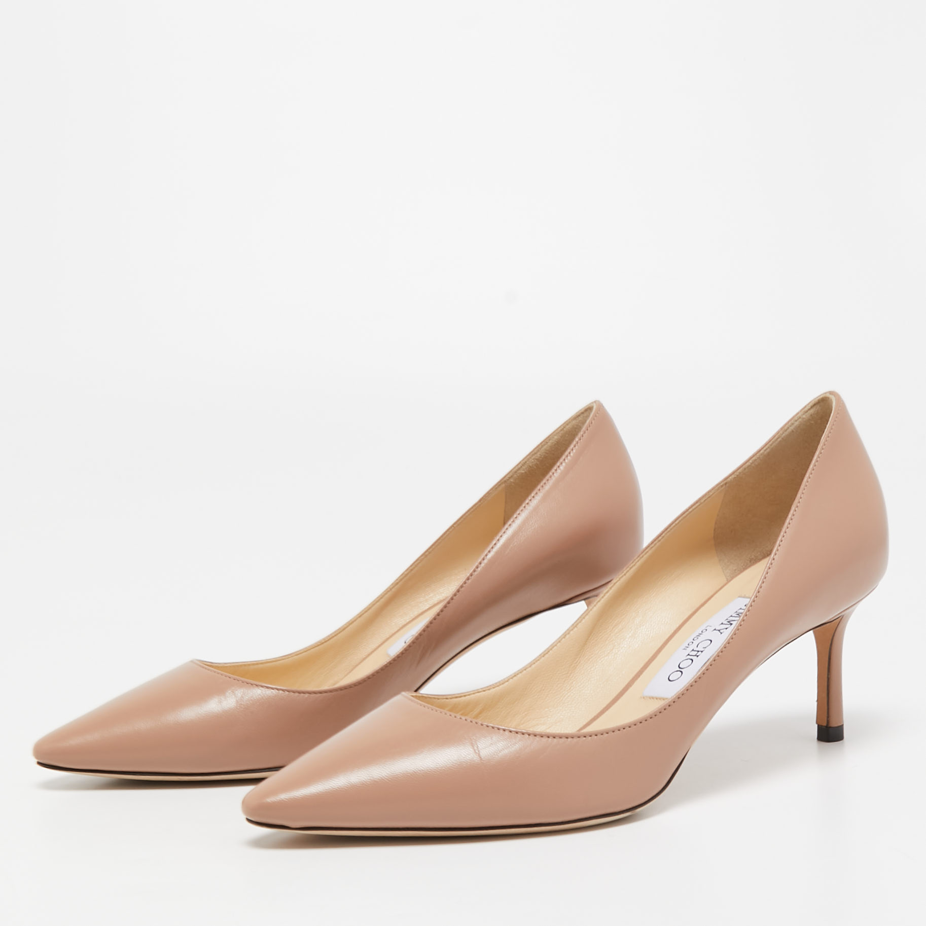 

Jimmy Choo Dusty Pink Leather Romy Pumps Size