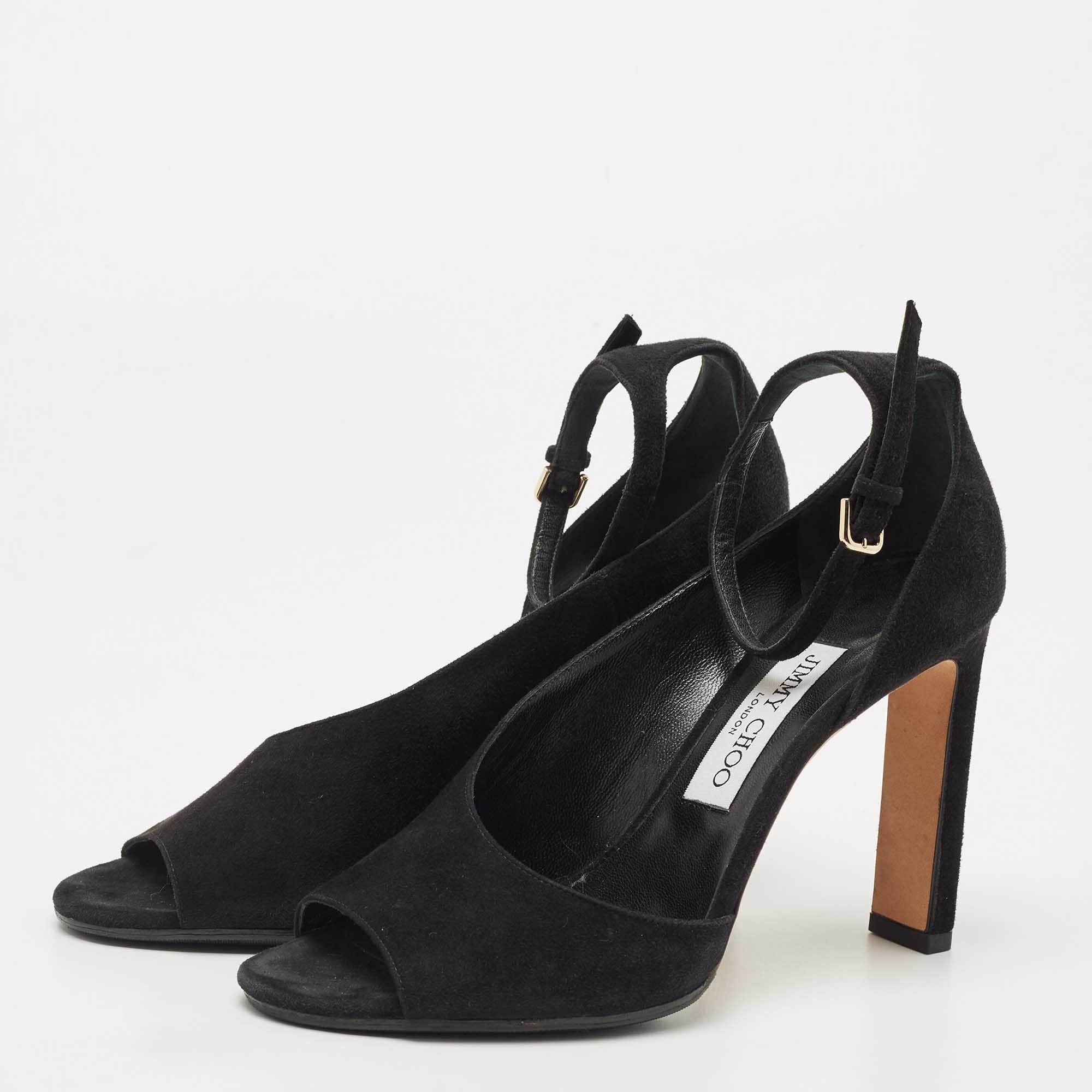 

Jimmy Choo Black Suede Open Toe Ankle Strap Sandals Size