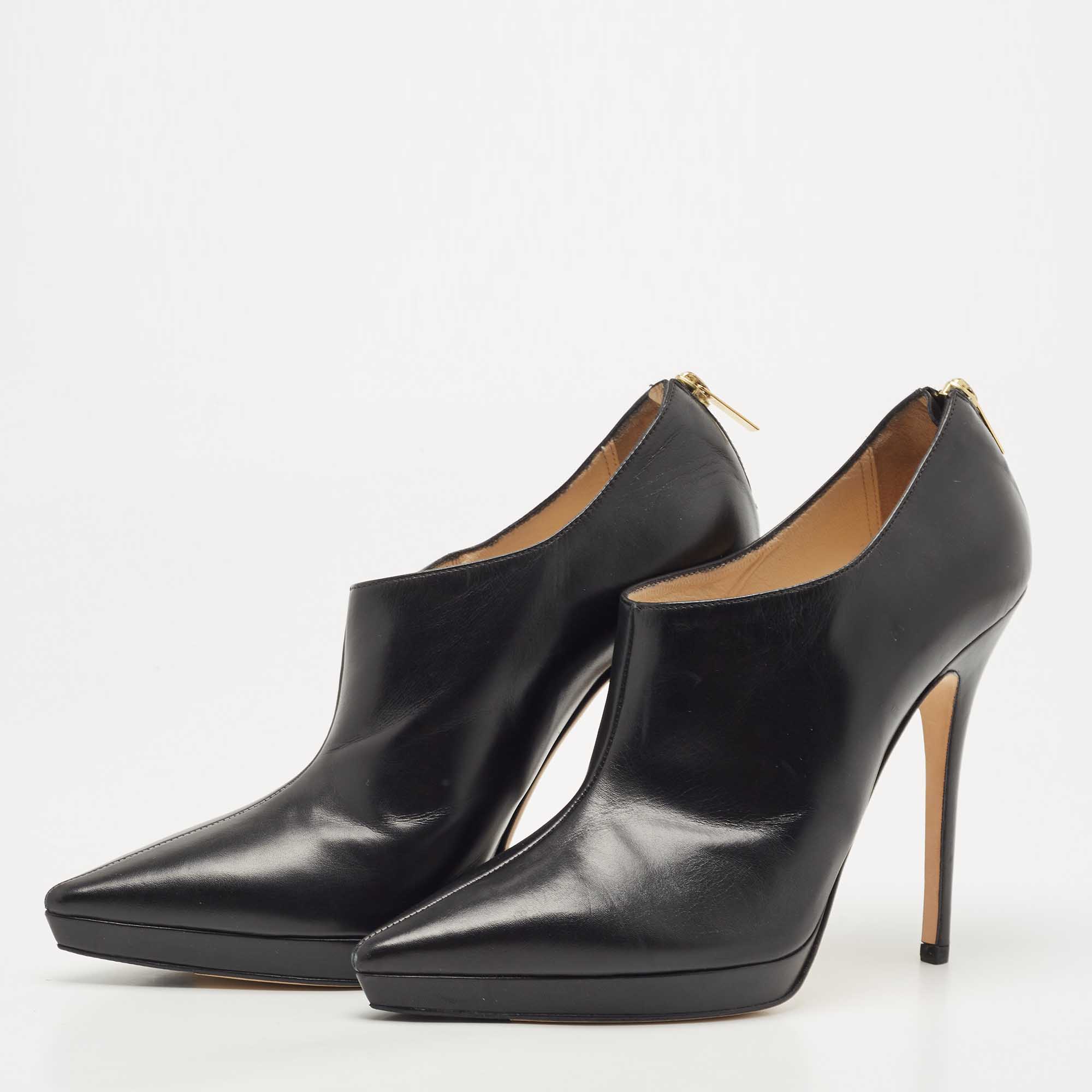 

Jimmy Choo Black Leather Pointed Toe Ankle Booties Size