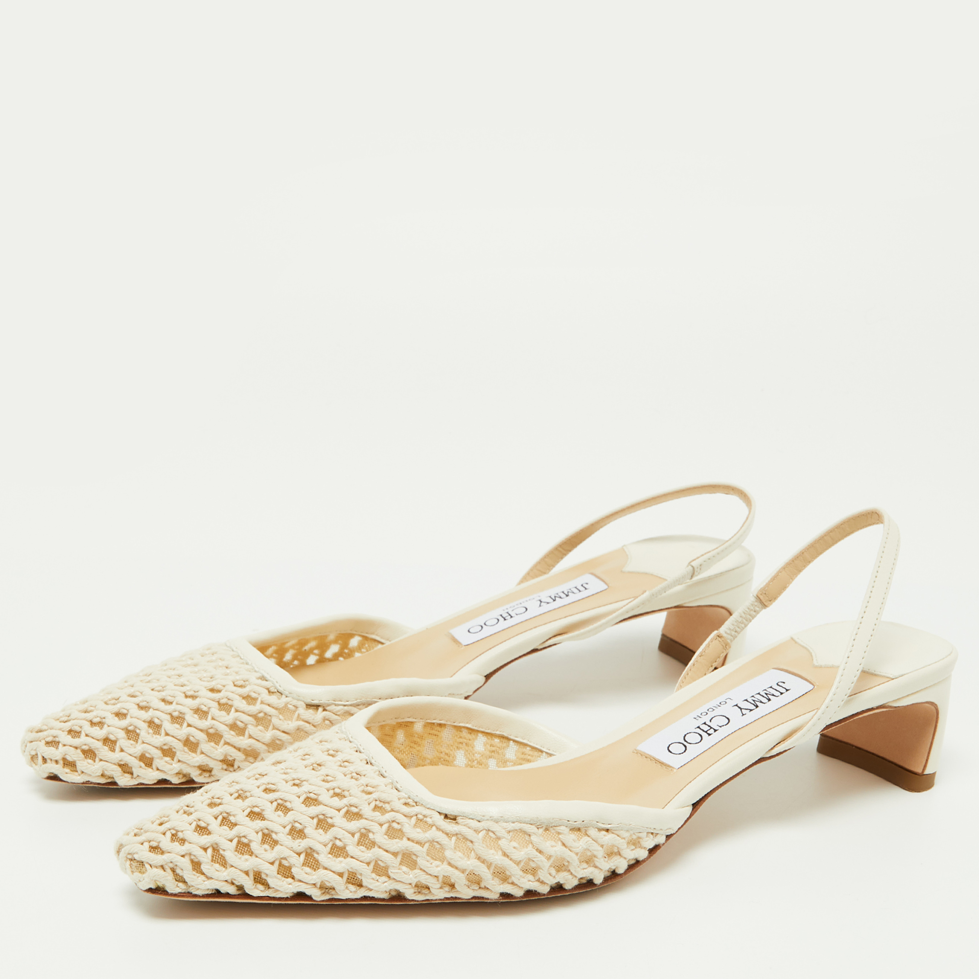 

Jimmy Choo Beige Rope and Leather Erica Slingback Sandals Size