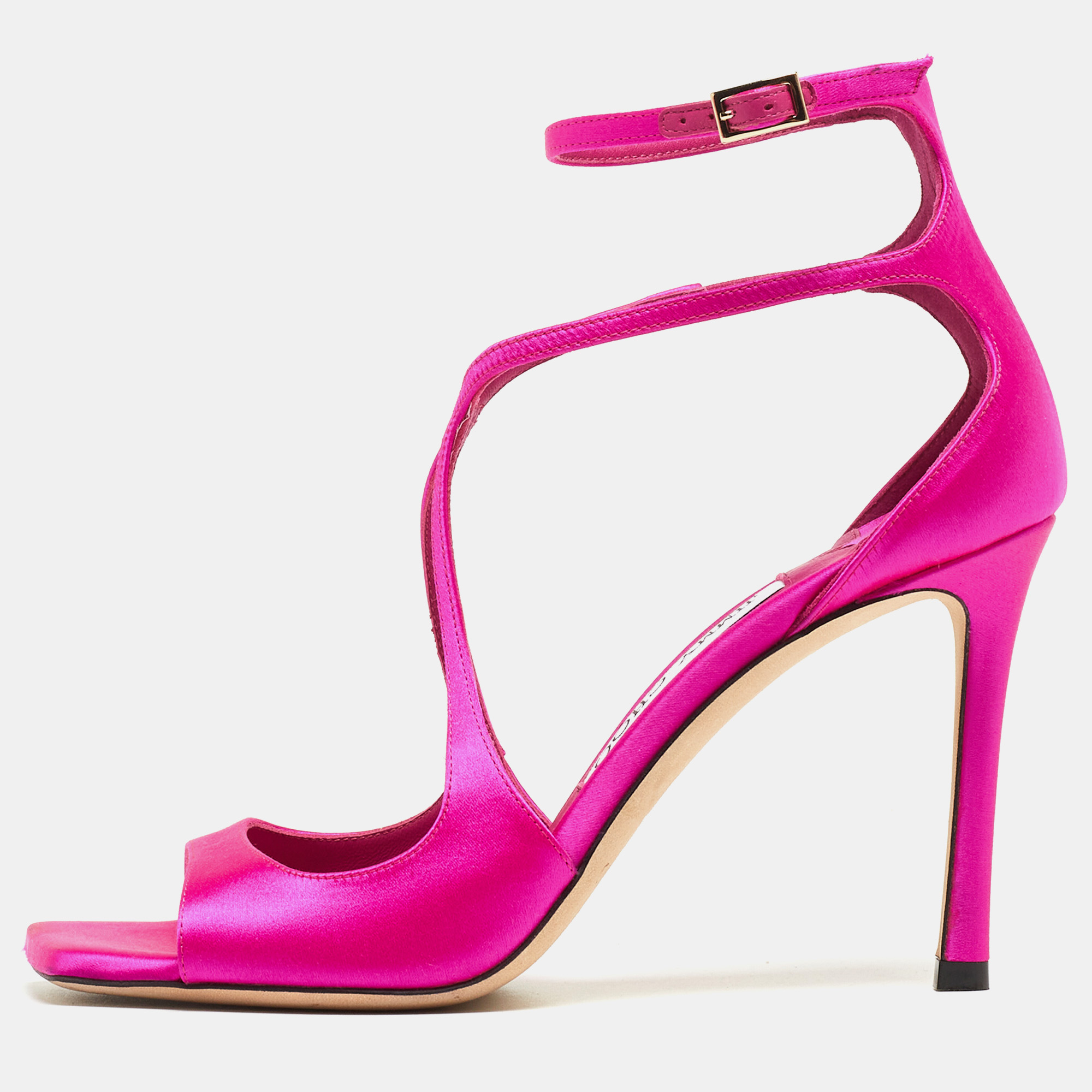 

Jimmy Choo Pink Satin Azia 95 Ankle Strap Sandals Size