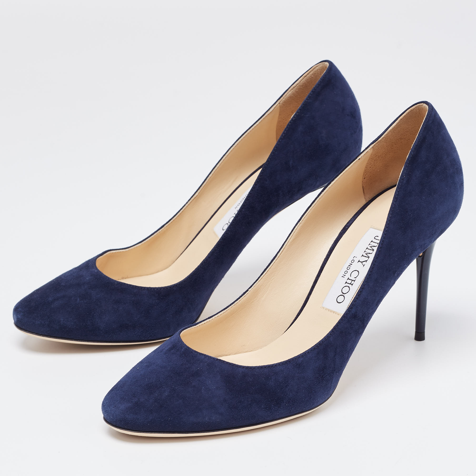 

Jimmy Choo Navy Blue Suede Pointed Toe Pumps Size