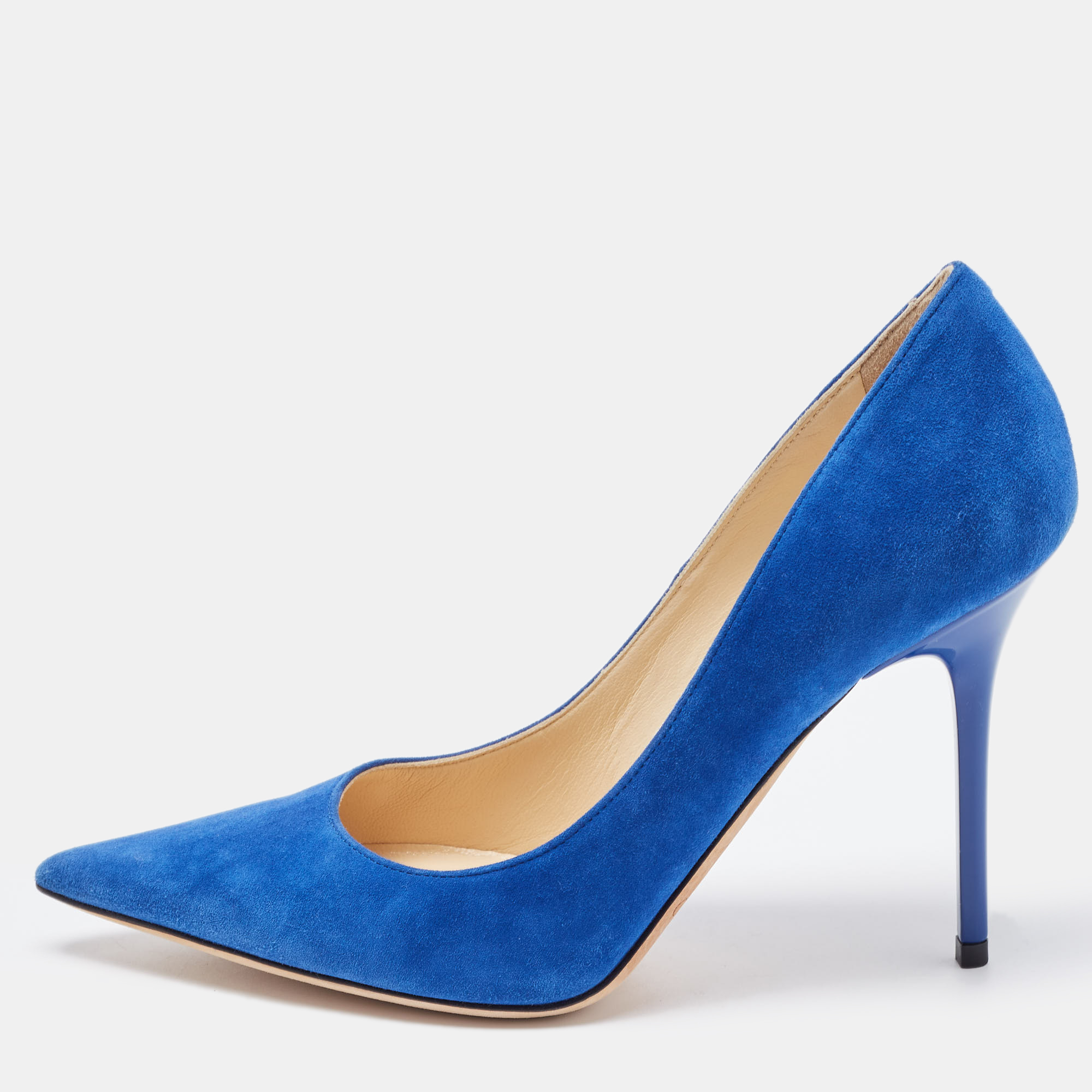 Pre-owned Jimmy Choo Blue Suede Romy Pumps Size 36