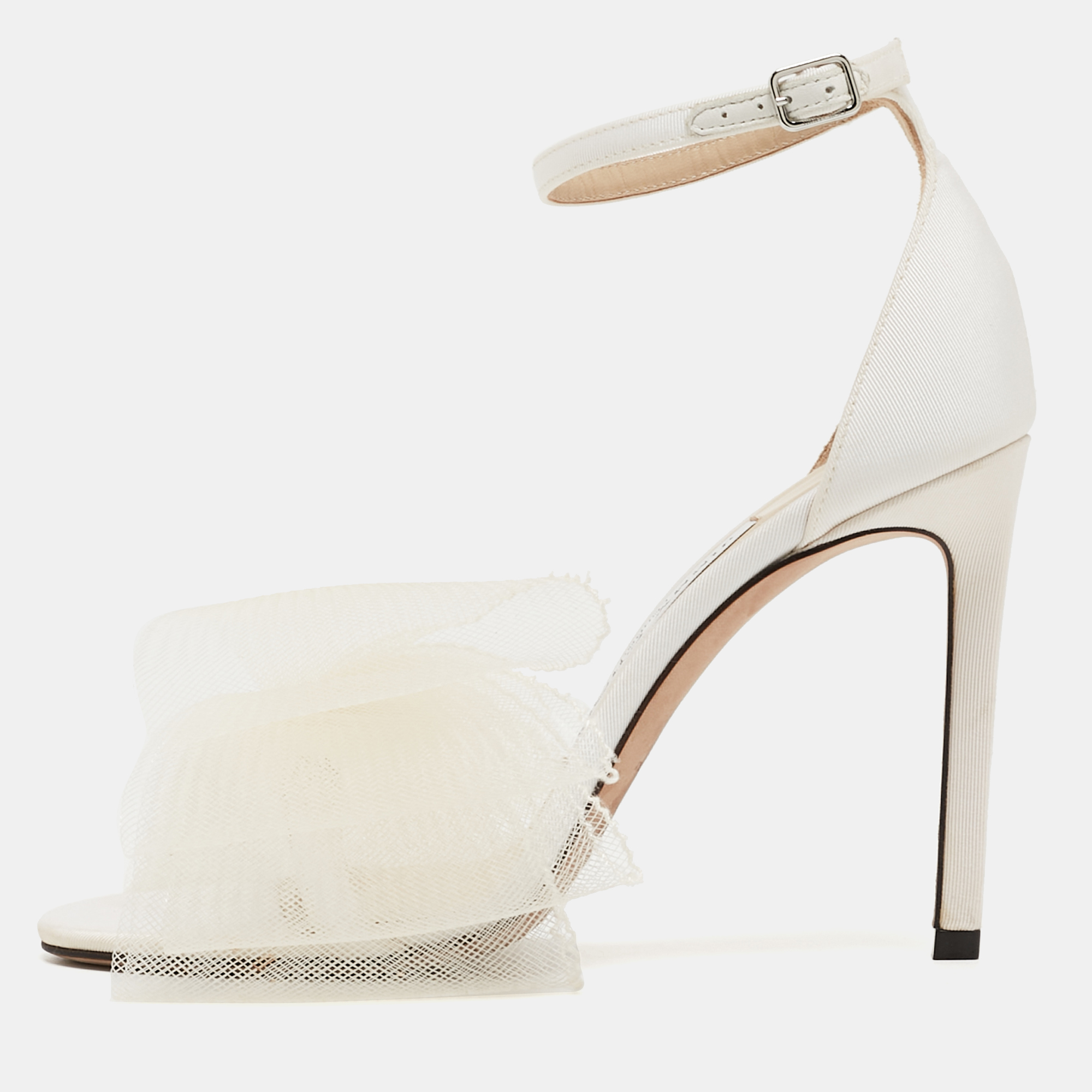 

Jimmy Choo White Canvas Aveline Ankle Strap Sandals Size