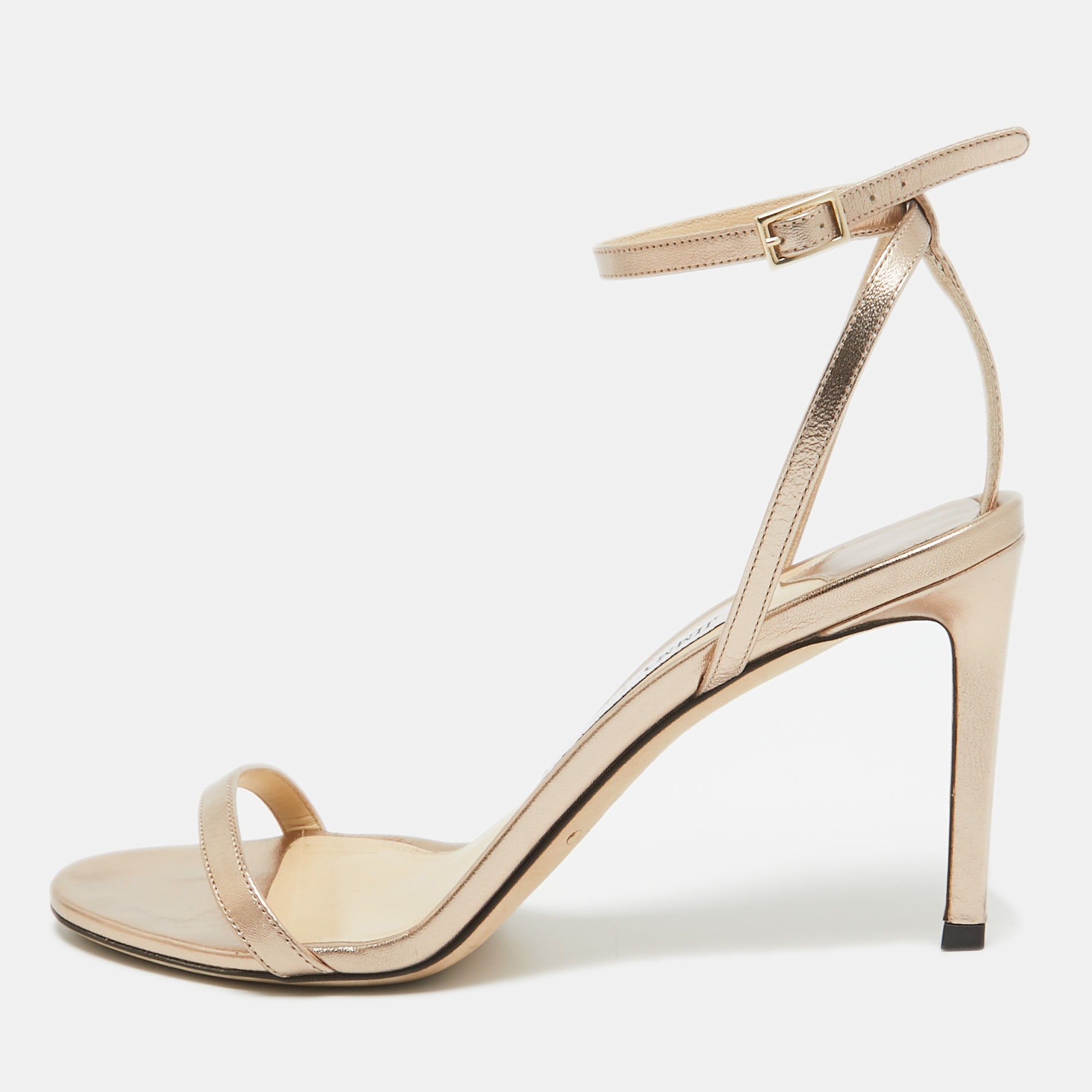 

Jimmy Choo Gold Leather Minny Ankle Strap Sandals Size
