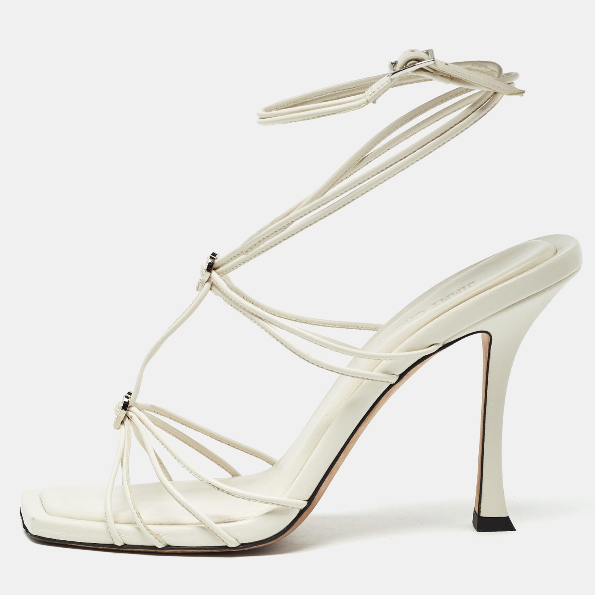

Jimmy Choo Cream Leather Strappy Sandals Size