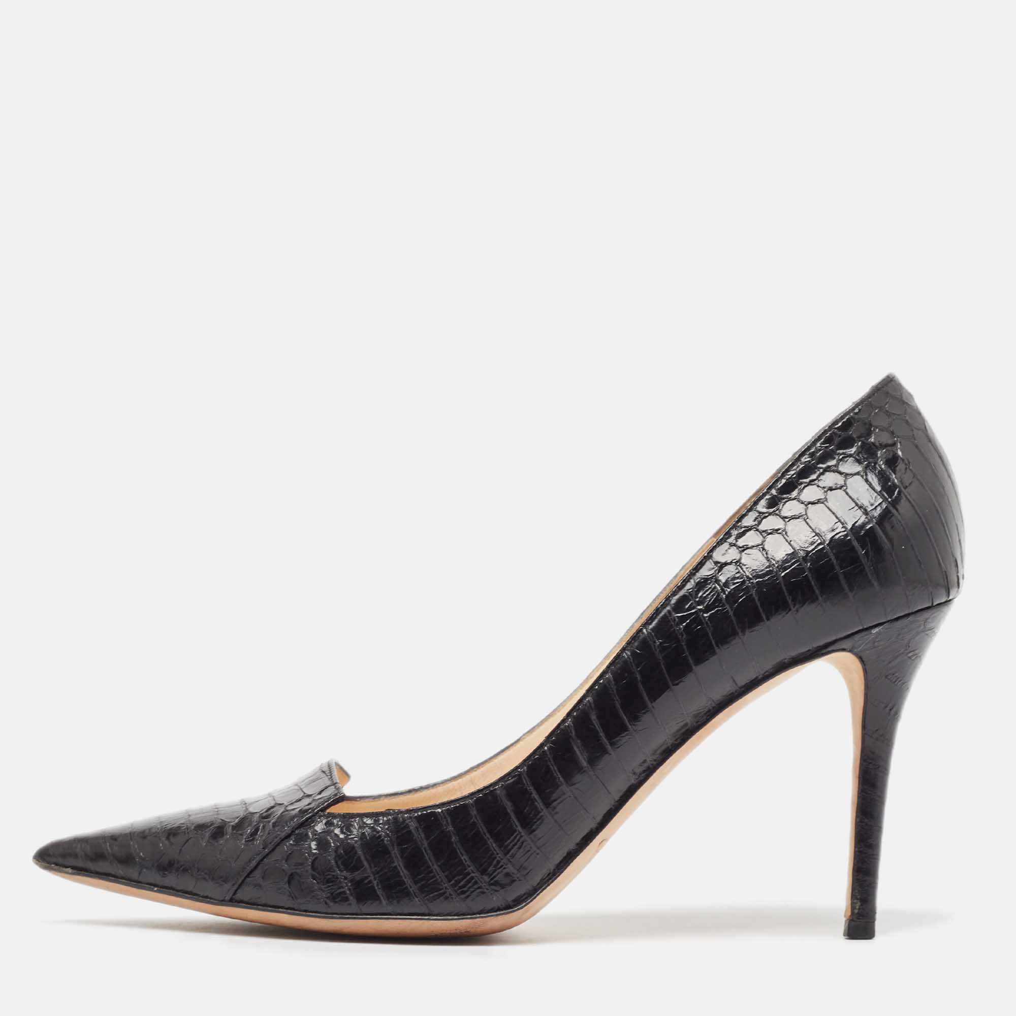 

Jimmy Choo Black Elaphe Alia Pumps Size