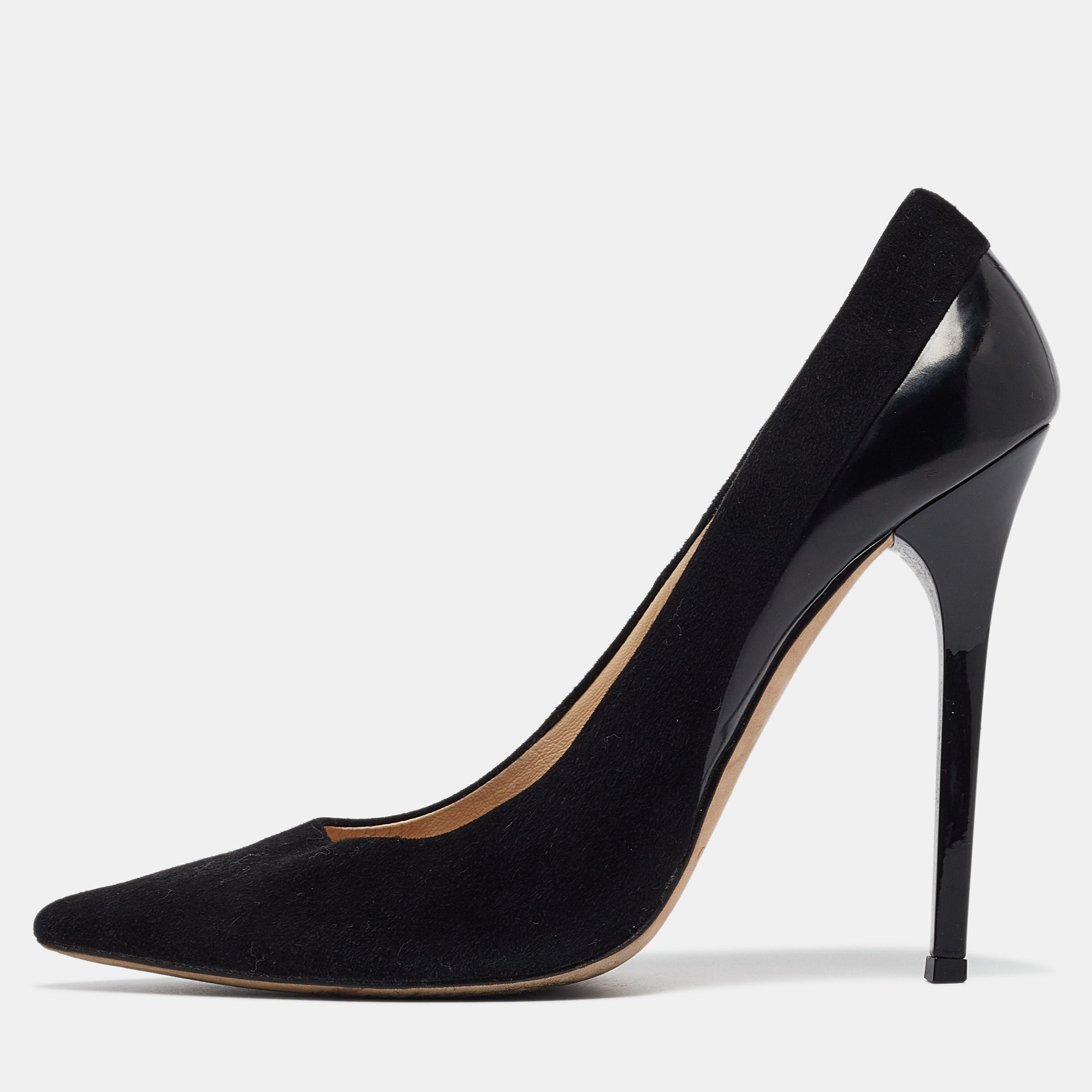 

Jimmy Choo Black Suede and Leather Pointed Toe Pumps Size