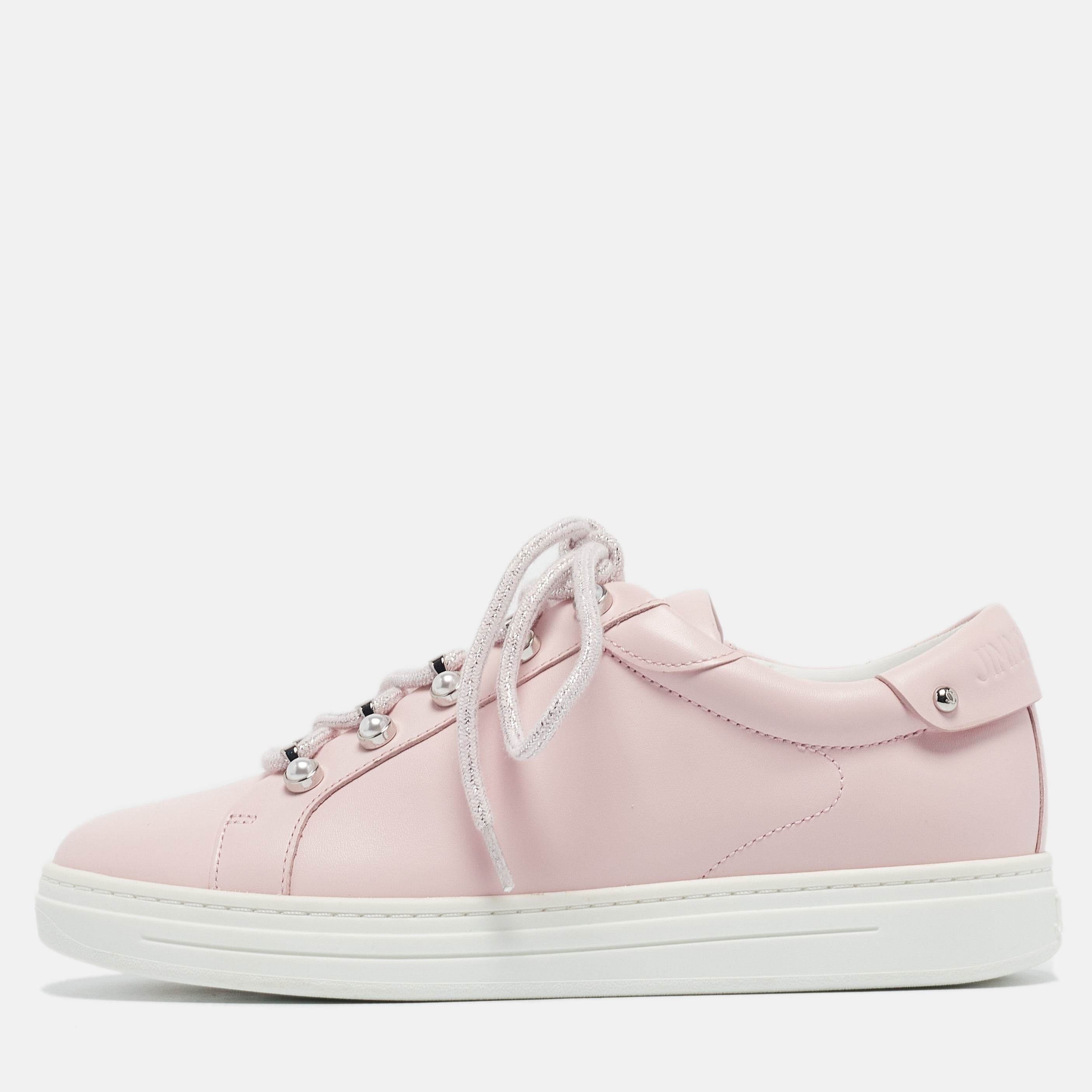 

Jimmy Choo Pink Leather Antibes Sneakers Size