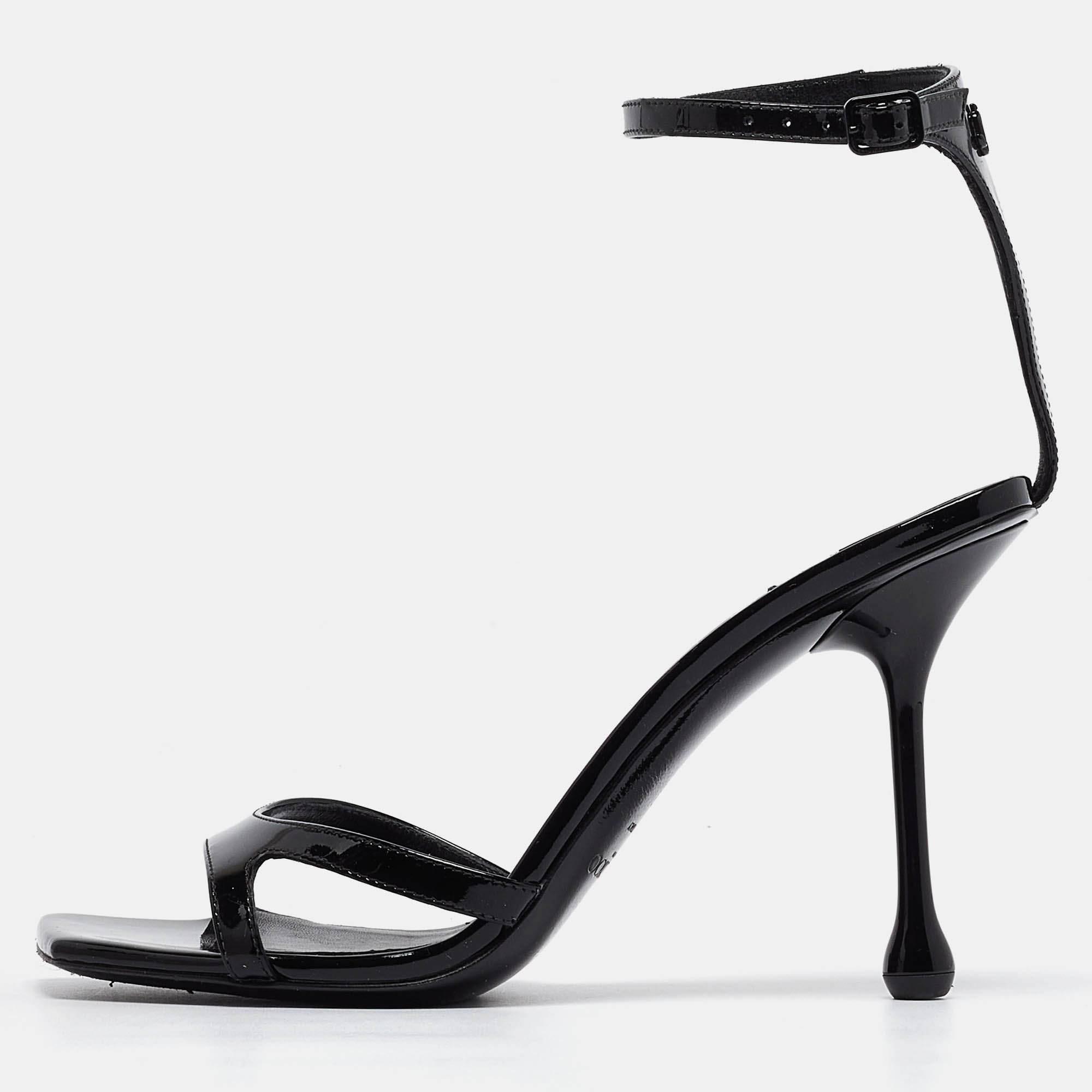 

Jimmy Choo Black Patent Leather Ixia Sandals Size