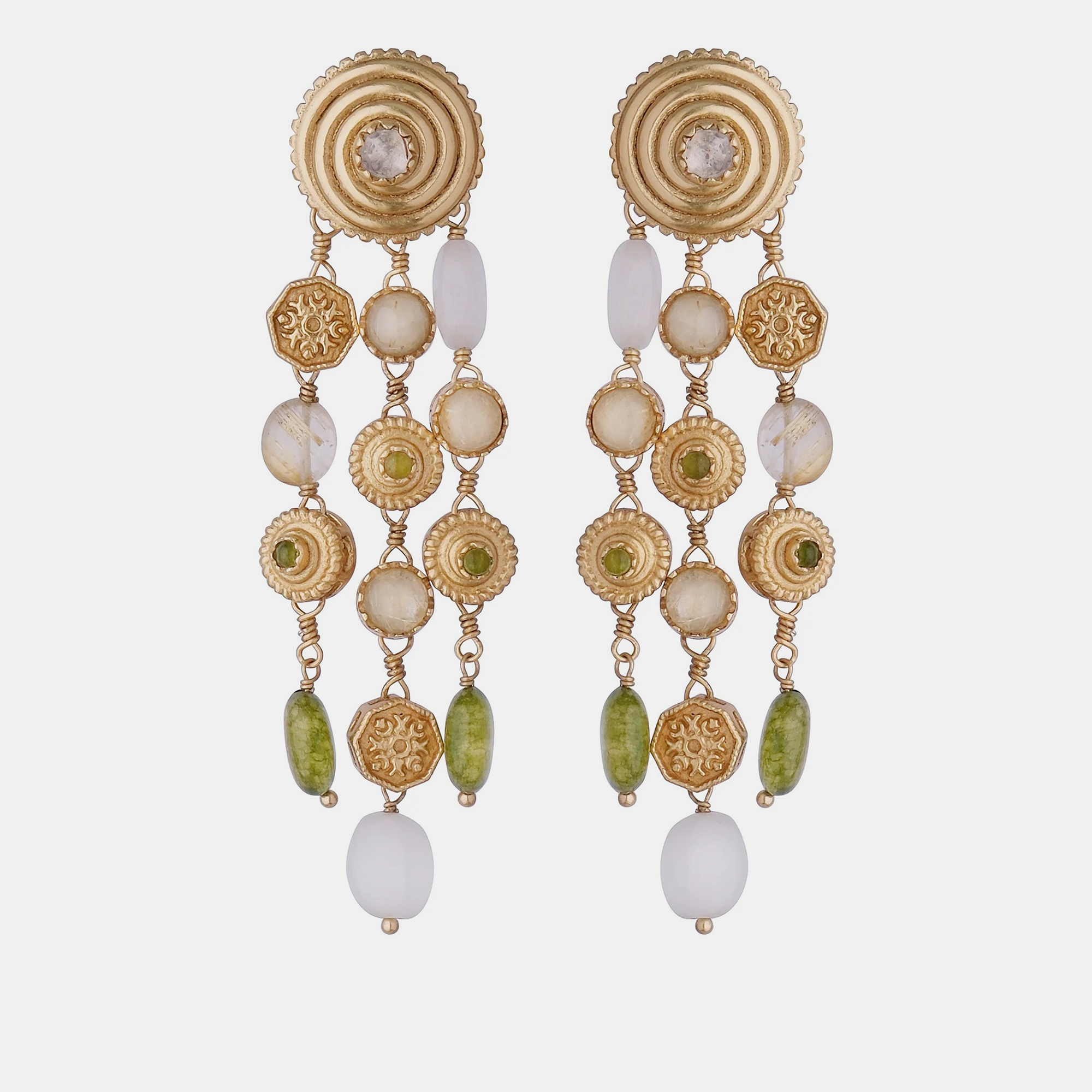Pre-owned Aulerth X Jj Valaya Azra Classic Multi Strand Earrings