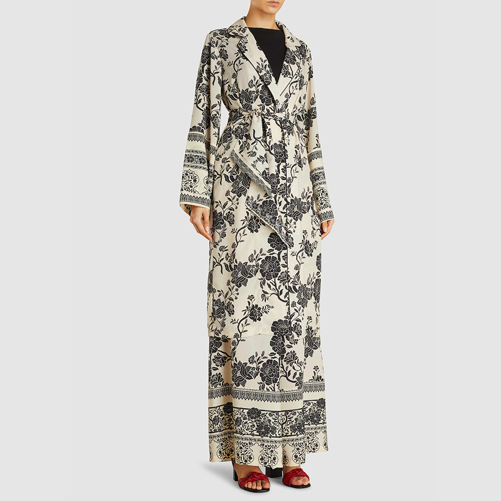 

Johanna Ortiz Black Two Seasons Floral-Print Kimono Size US 6